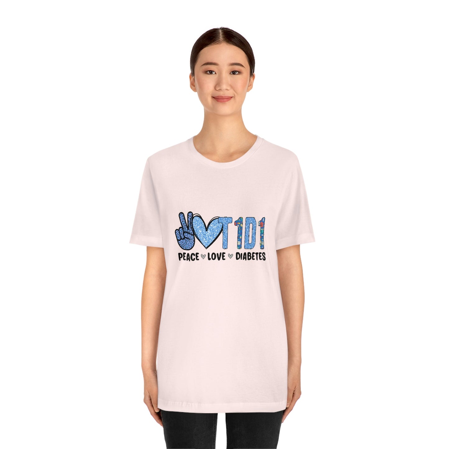 Peace Love and Type 1 Diabetes Unisex Jersey Short Sleeve Tee