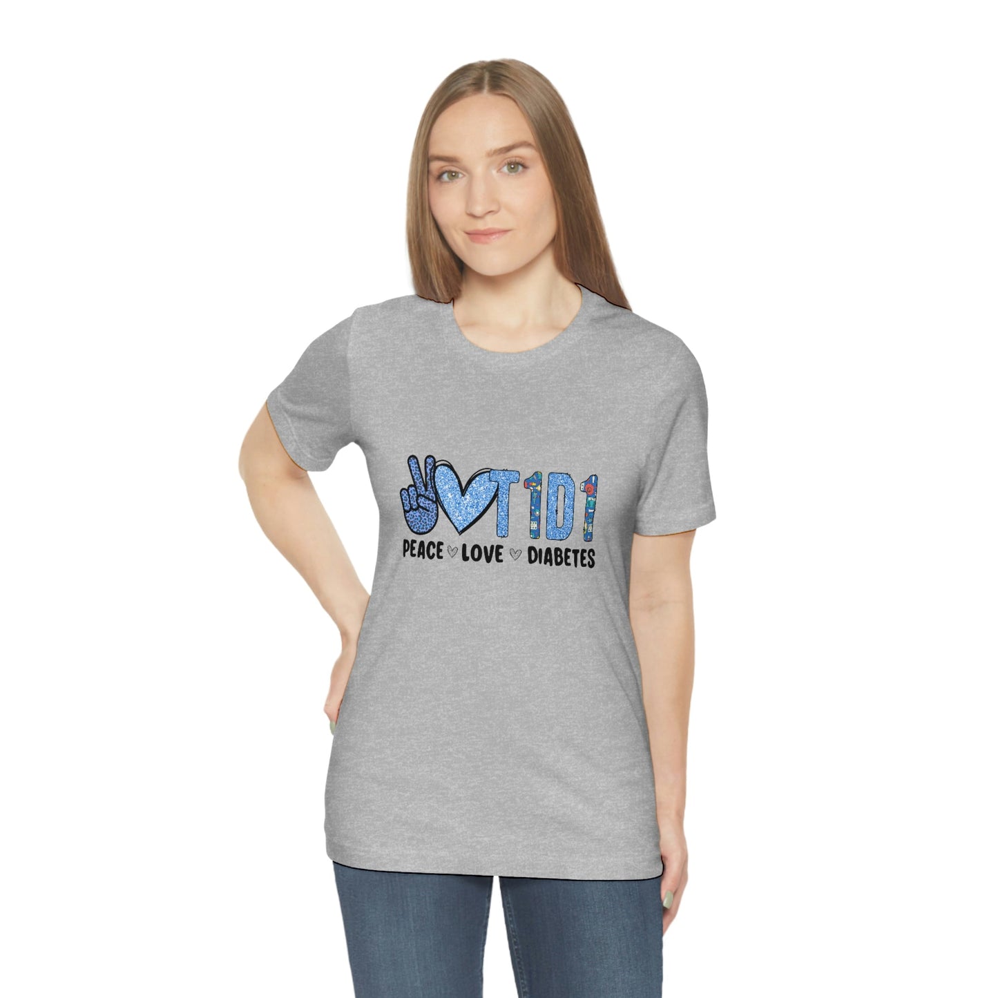 Peace Love and Type 1 Diabetes Unisex Jersey Short Sleeve Tee