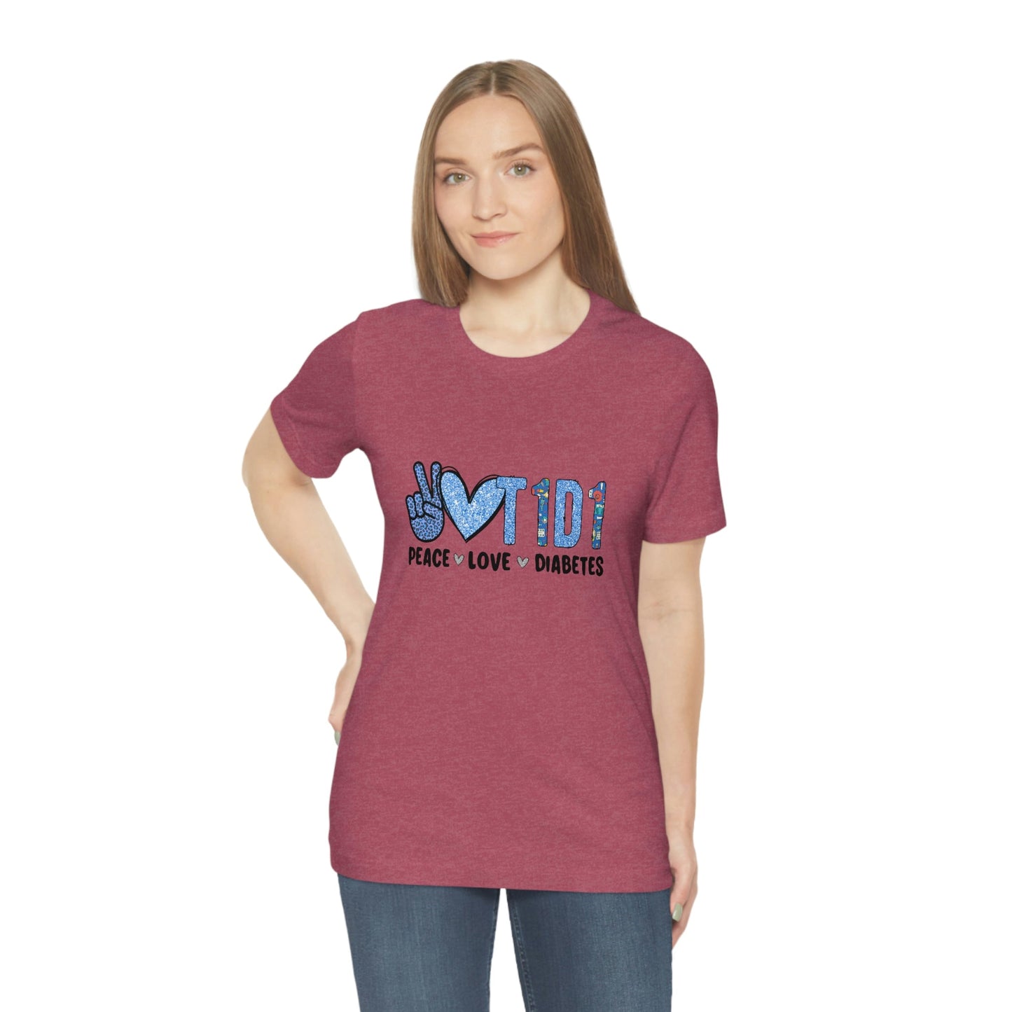 Peace Love and Type 1 Diabetes Unisex Jersey Short Sleeve Tee