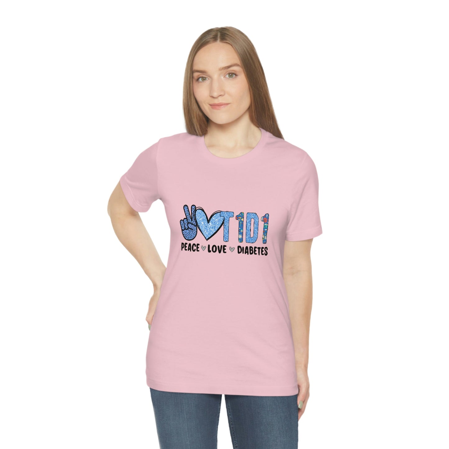 Peace Love and Type 1 Diabetes Unisex Jersey Short Sleeve Tee