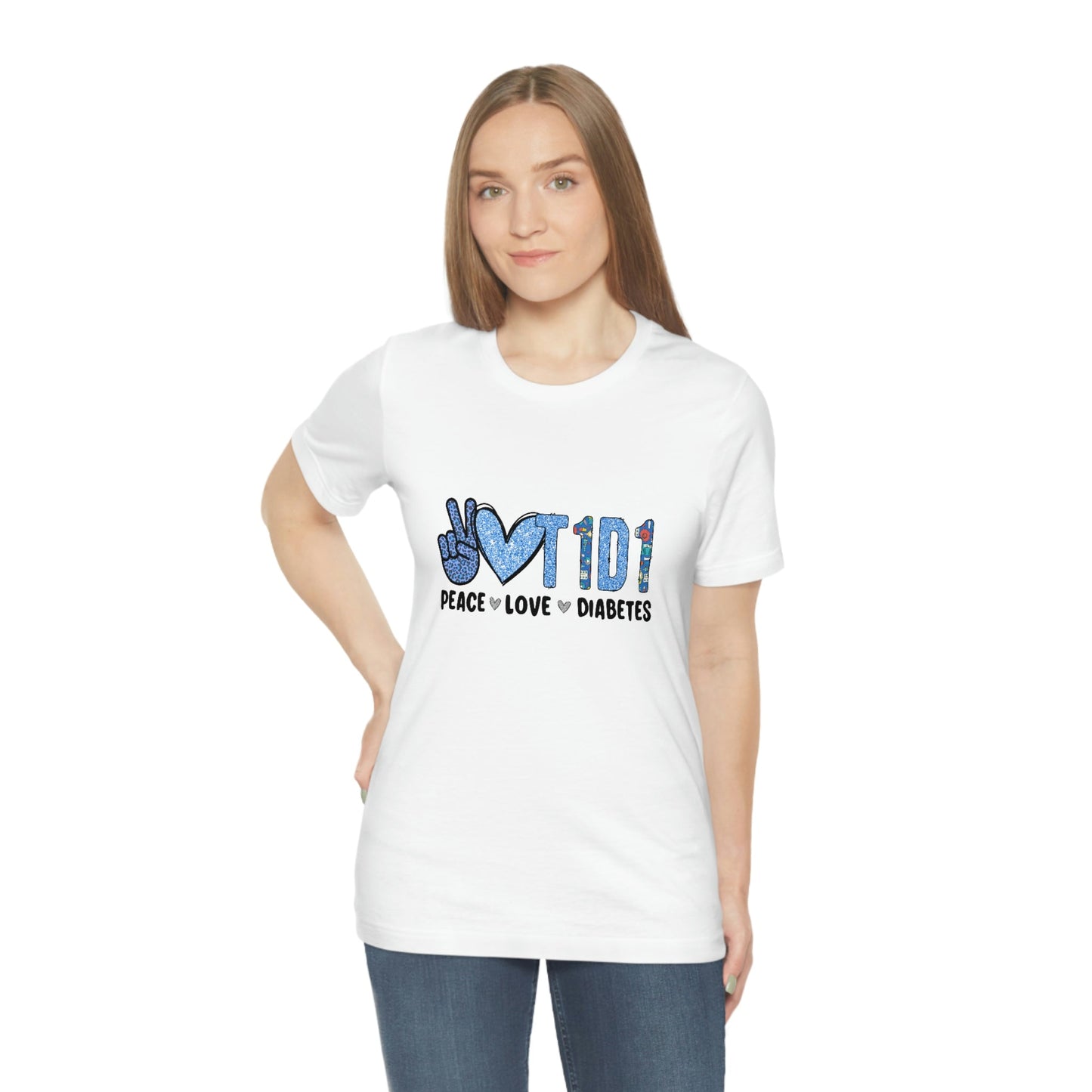 Peace Love and Type 1 Diabetes Unisex Jersey Short Sleeve Tee