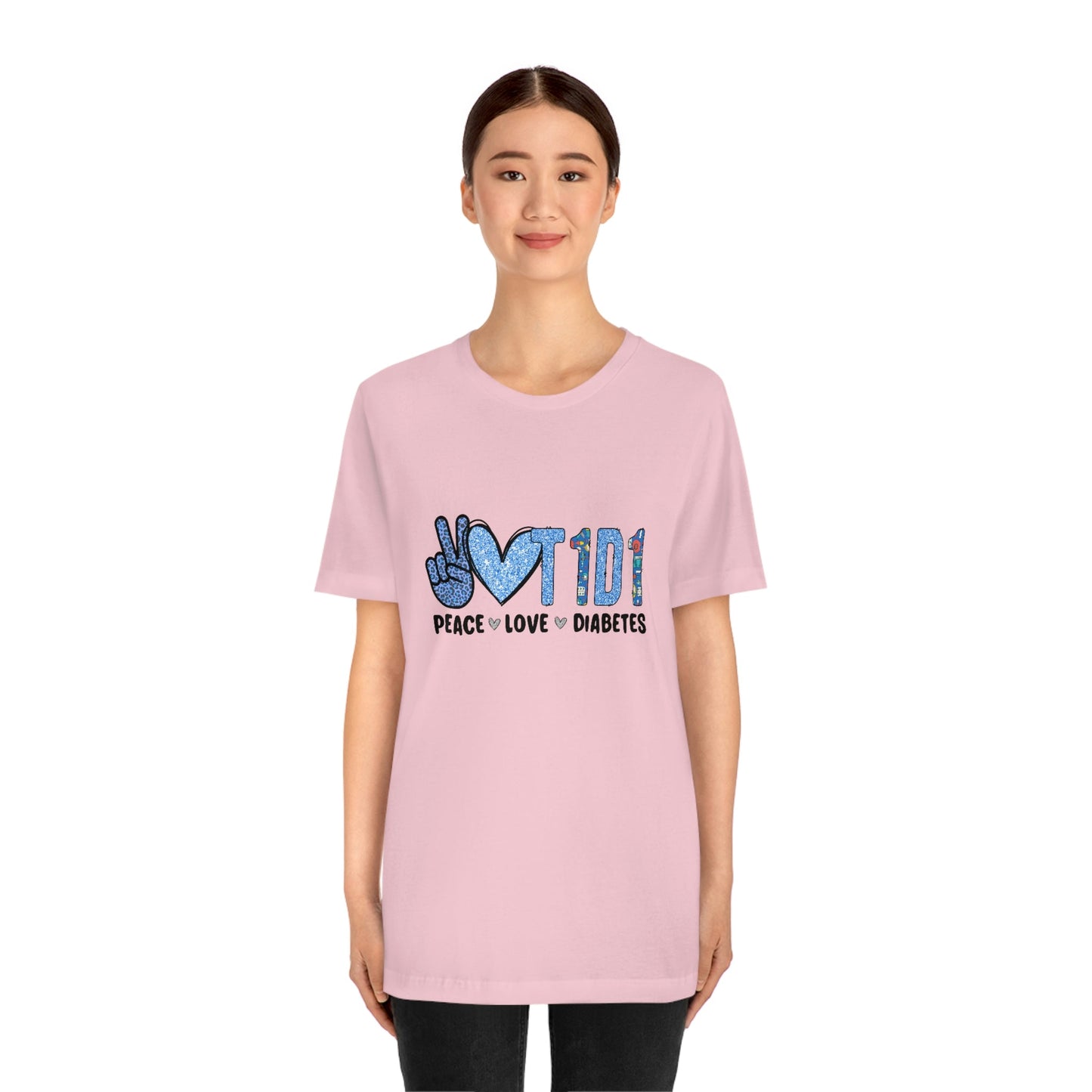Peace Love and Type 1 Diabetes Unisex Jersey Short Sleeve Tee