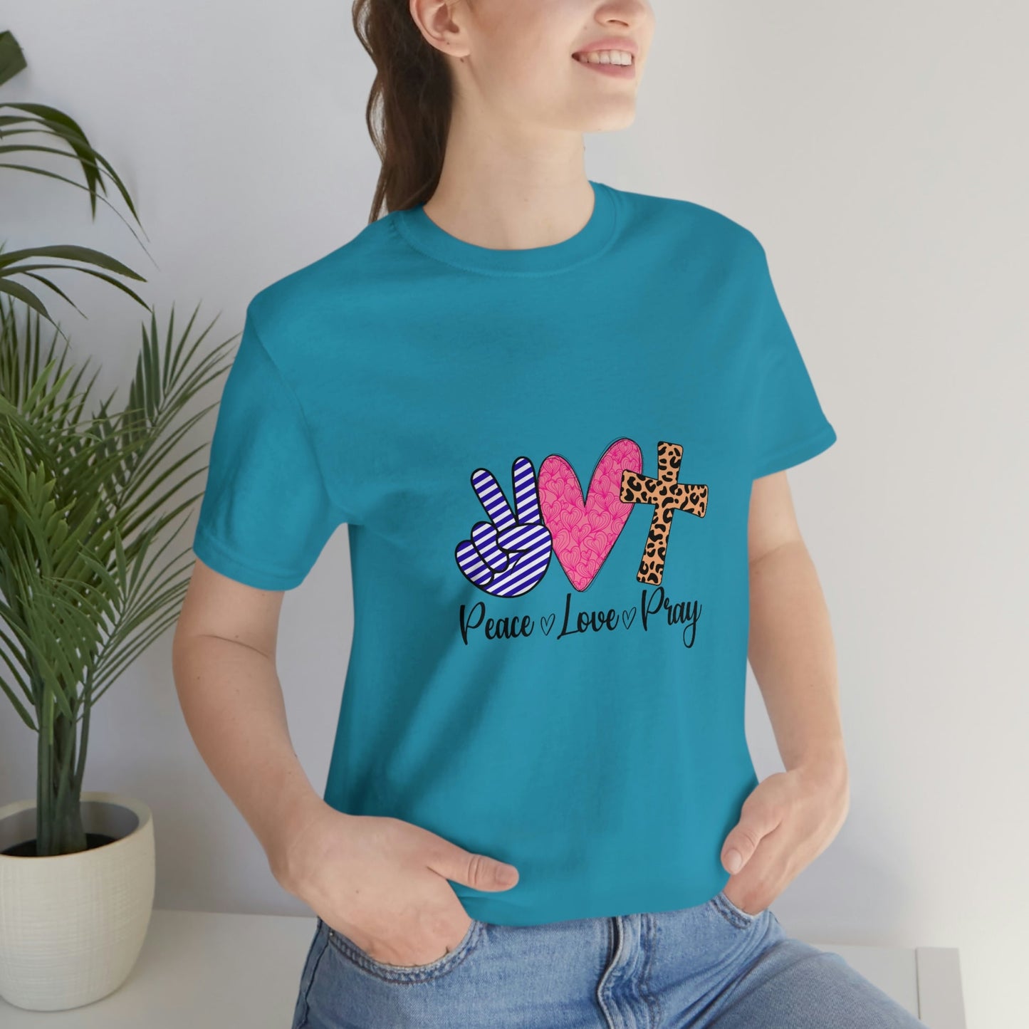 Peace Love and Pray Unisex Jersey Short Sleeve Tee