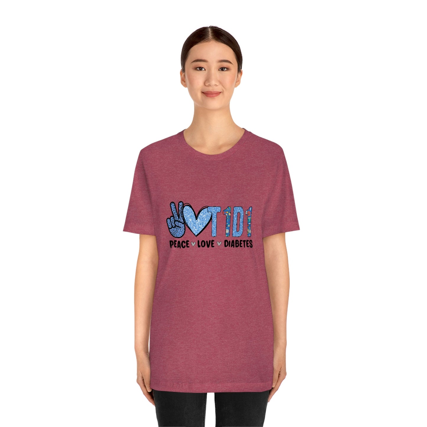 Peace Love and Type 1 Diabetes Unisex Jersey Short Sleeve Tee