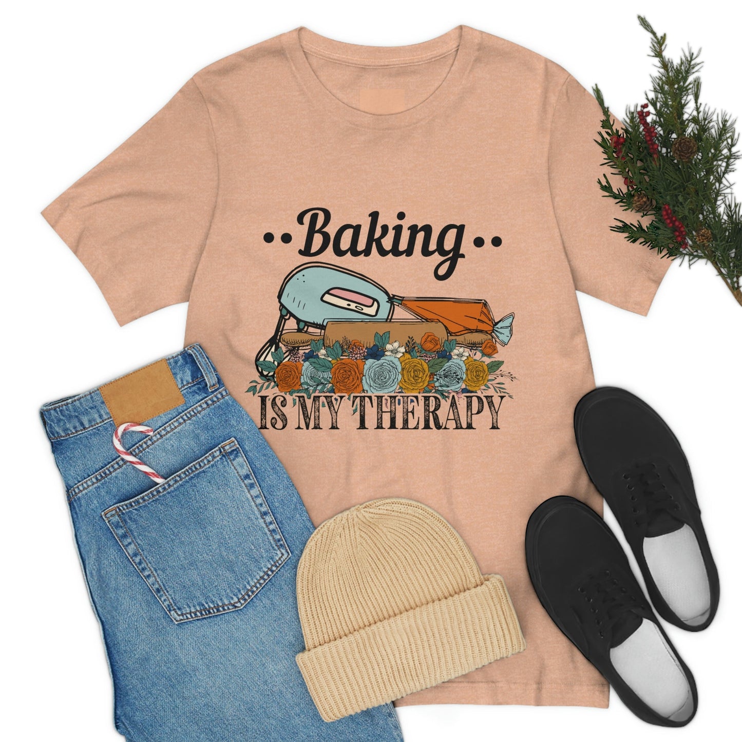 Baking Is My Therapy Jersey Short Sleeve Tee