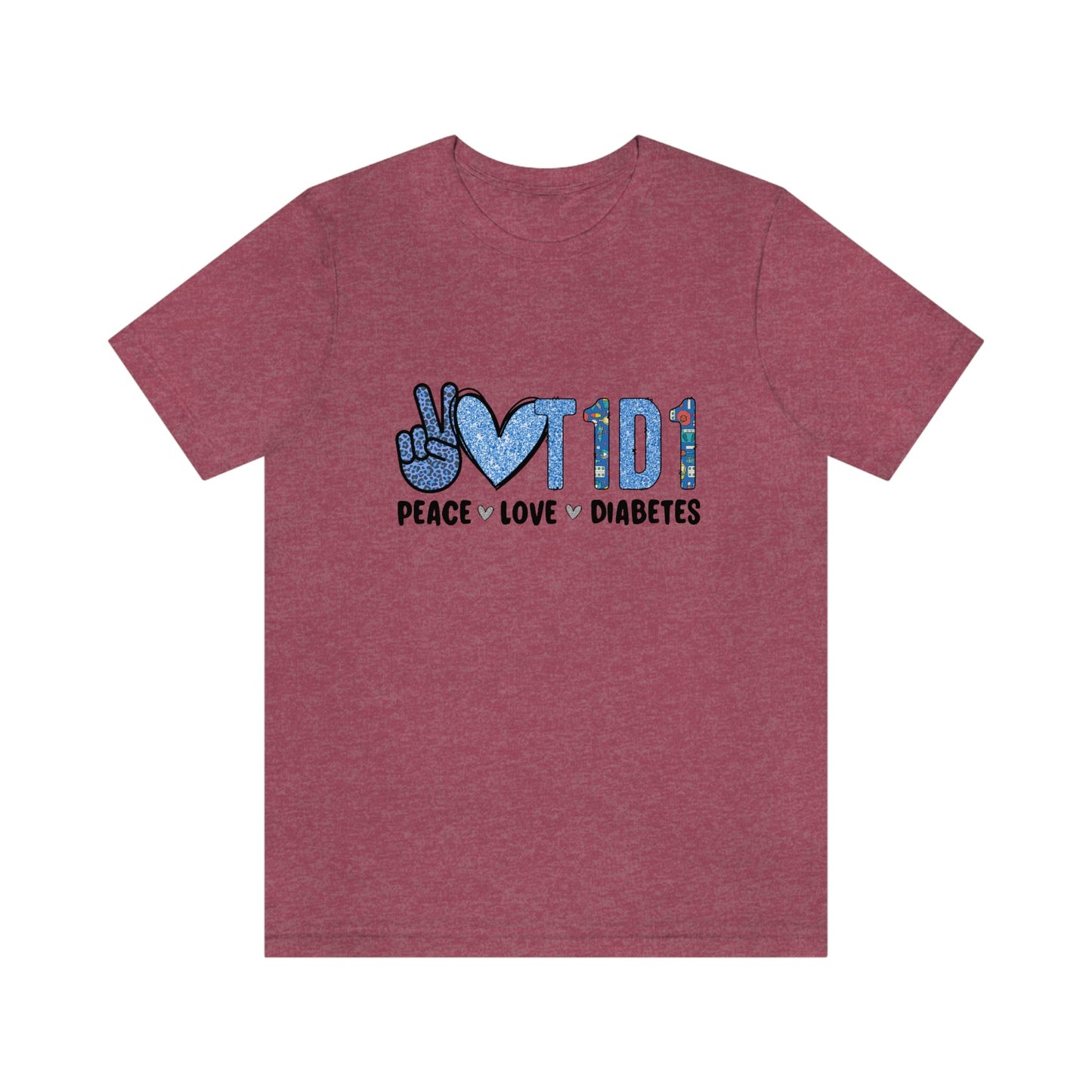 Peace Love and Type 1 Diabetes Unisex Jersey Short Sleeve Tee