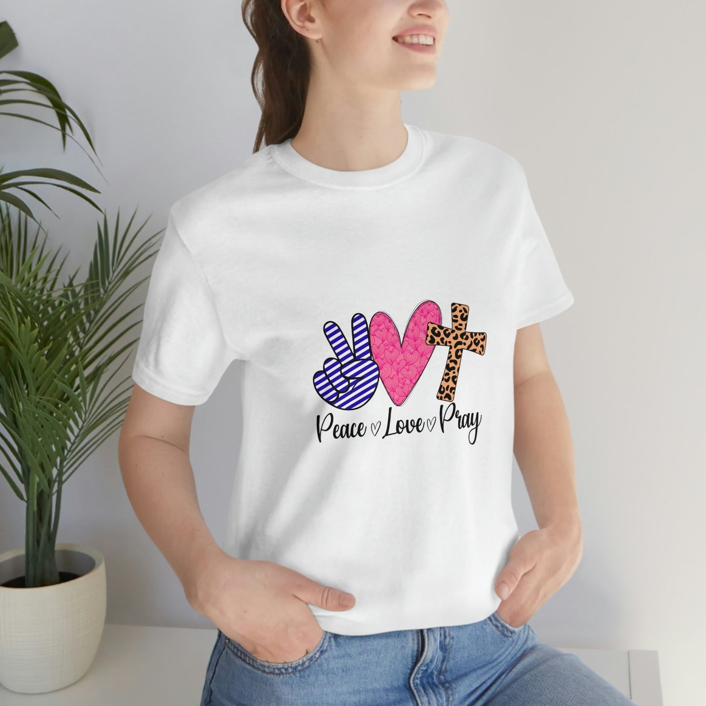 Peace Love and Pray Unisex Jersey Short Sleeve Tee