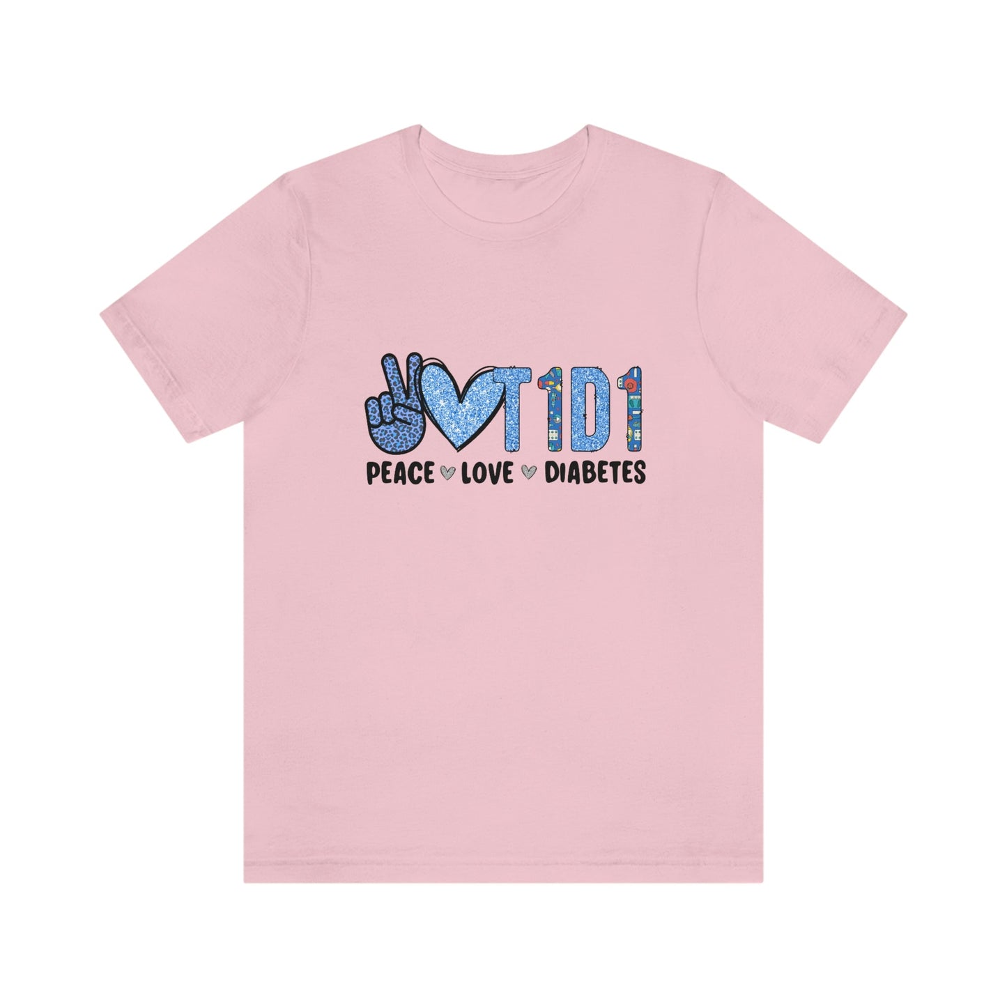 Peace Love and Type 1 Diabetes Unisex Jersey Short Sleeve Tee
