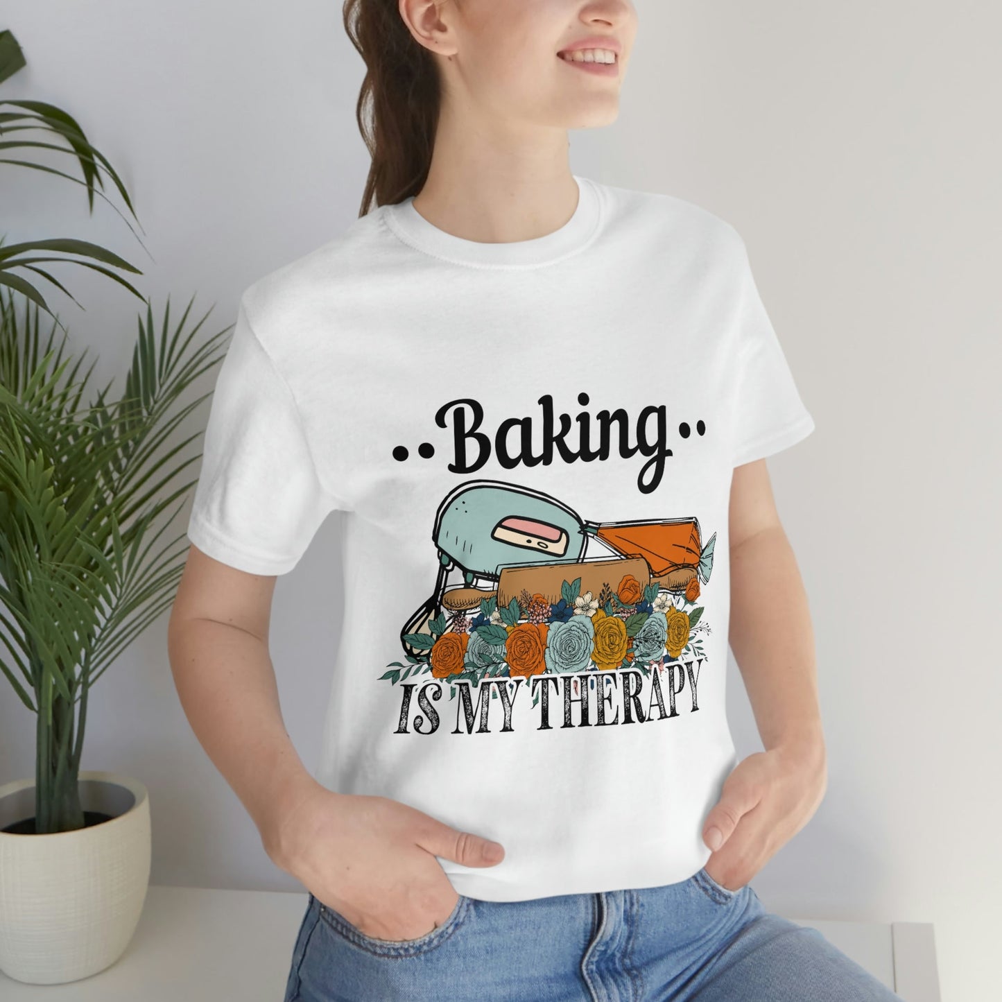 Baking Is My Therapy Jersey Short Sleeve Tee