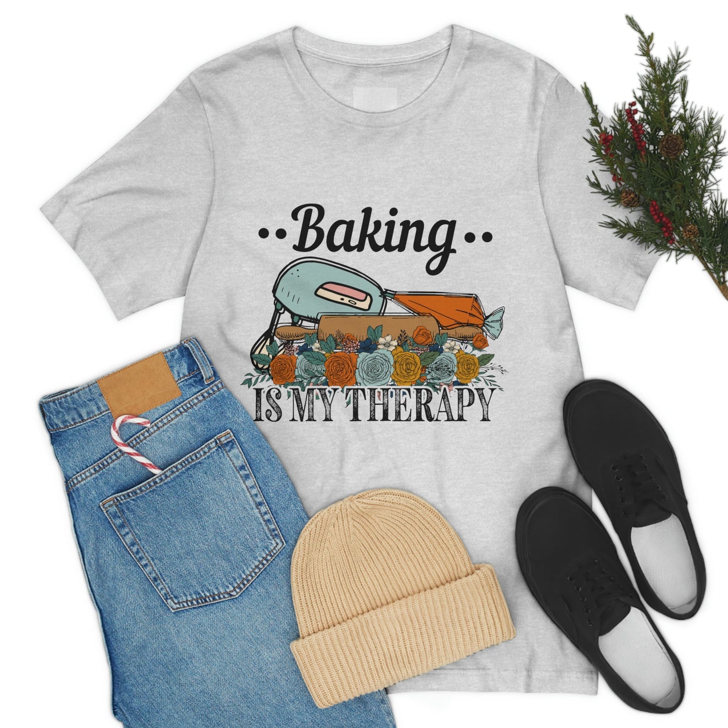 Baking Is My Therapy Jersey Short Sleeve Tee
