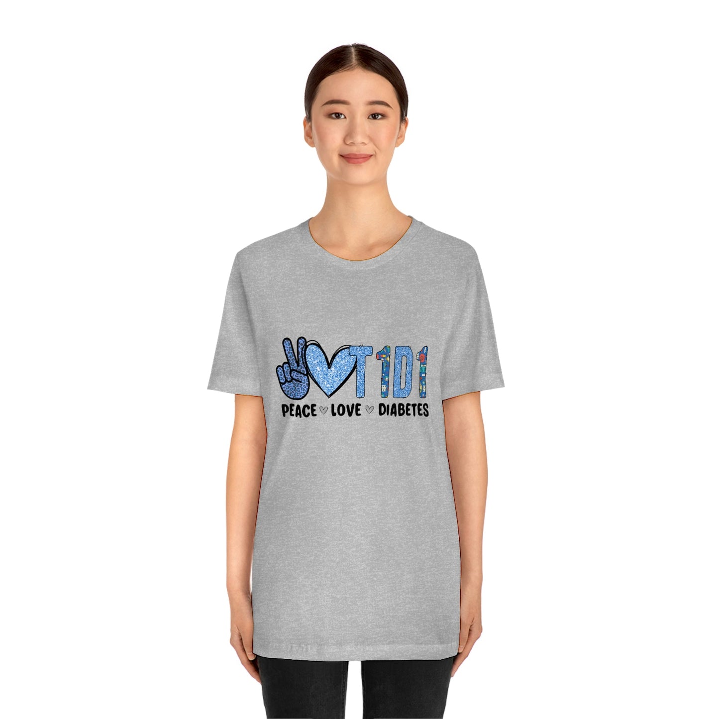 Peace Love and Type 1 Diabetes Unisex Jersey Short Sleeve Tee