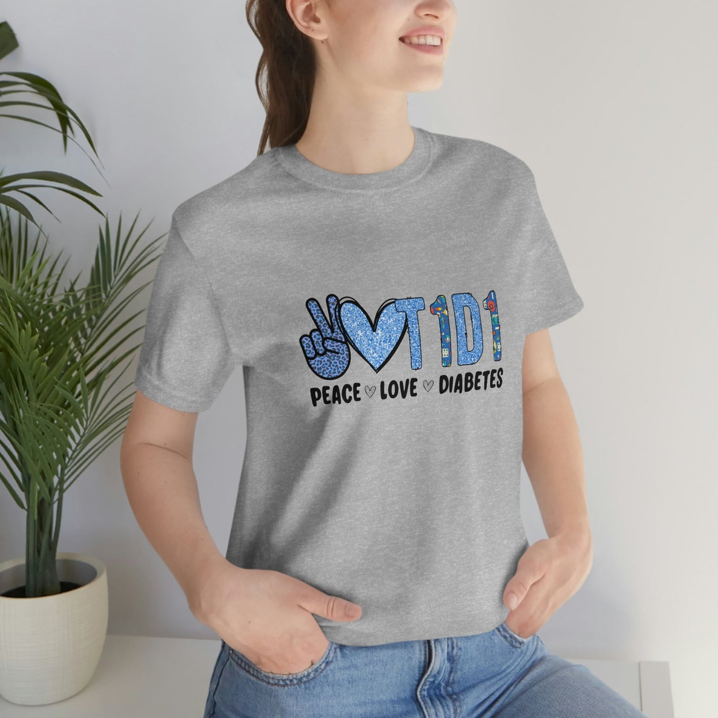 Peace Love and Type 1 Diabetes Unisex Jersey Short Sleeve Tee