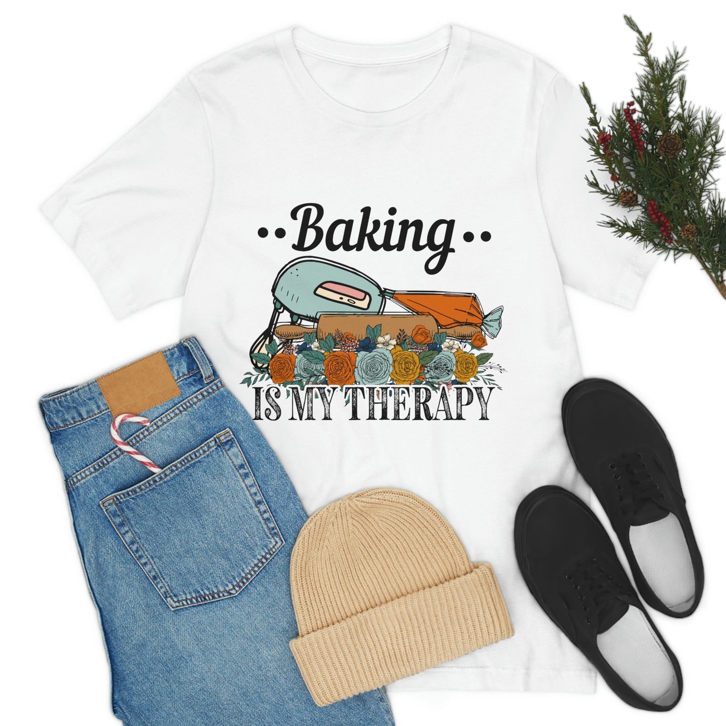 Baking Is My Therapy Jersey Short Sleeve Tee