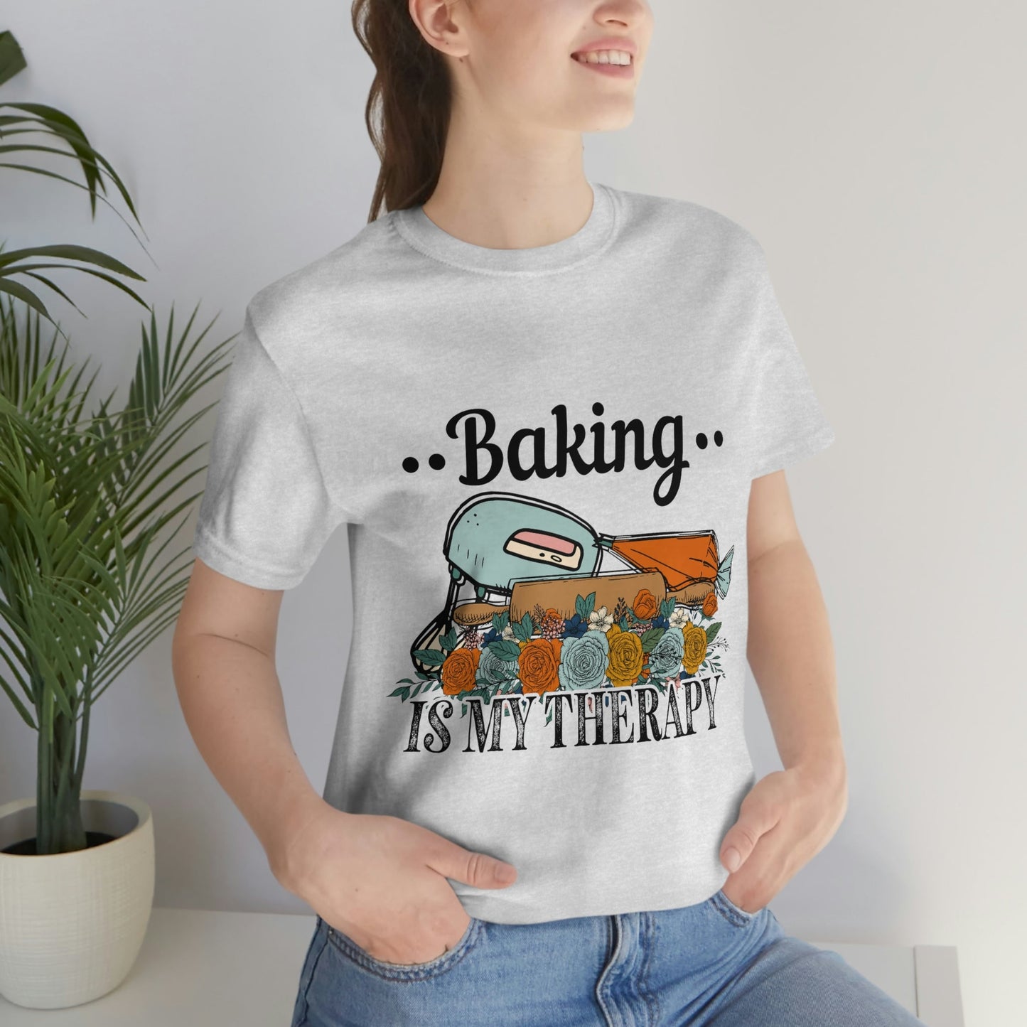 Baking Is My Therapy Jersey Short Sleeve Tee