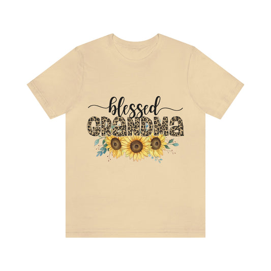 Blessed Grandma Flower Jersey Short Sleeve Tee, Mother's day gift, Mother's Day, Grandma Birthday, Sunflower T-shirts, Grandma gift, grandma shirt