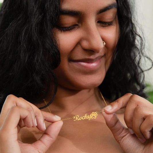 Name Necklace Paw Print