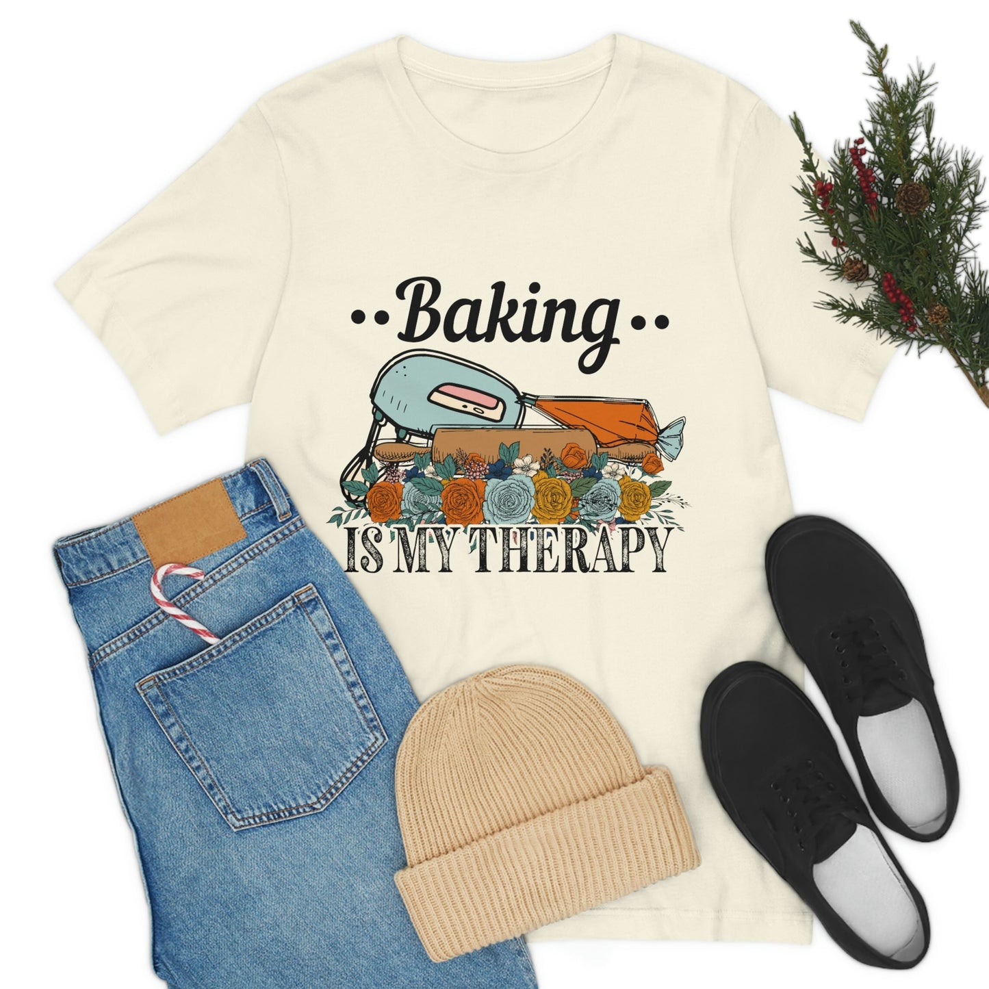Baking Is My Therapy Jersey Short Sleeve Tee