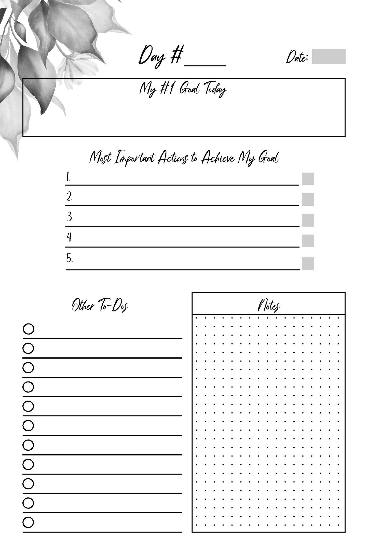 Printable 100 Day Goal Planner