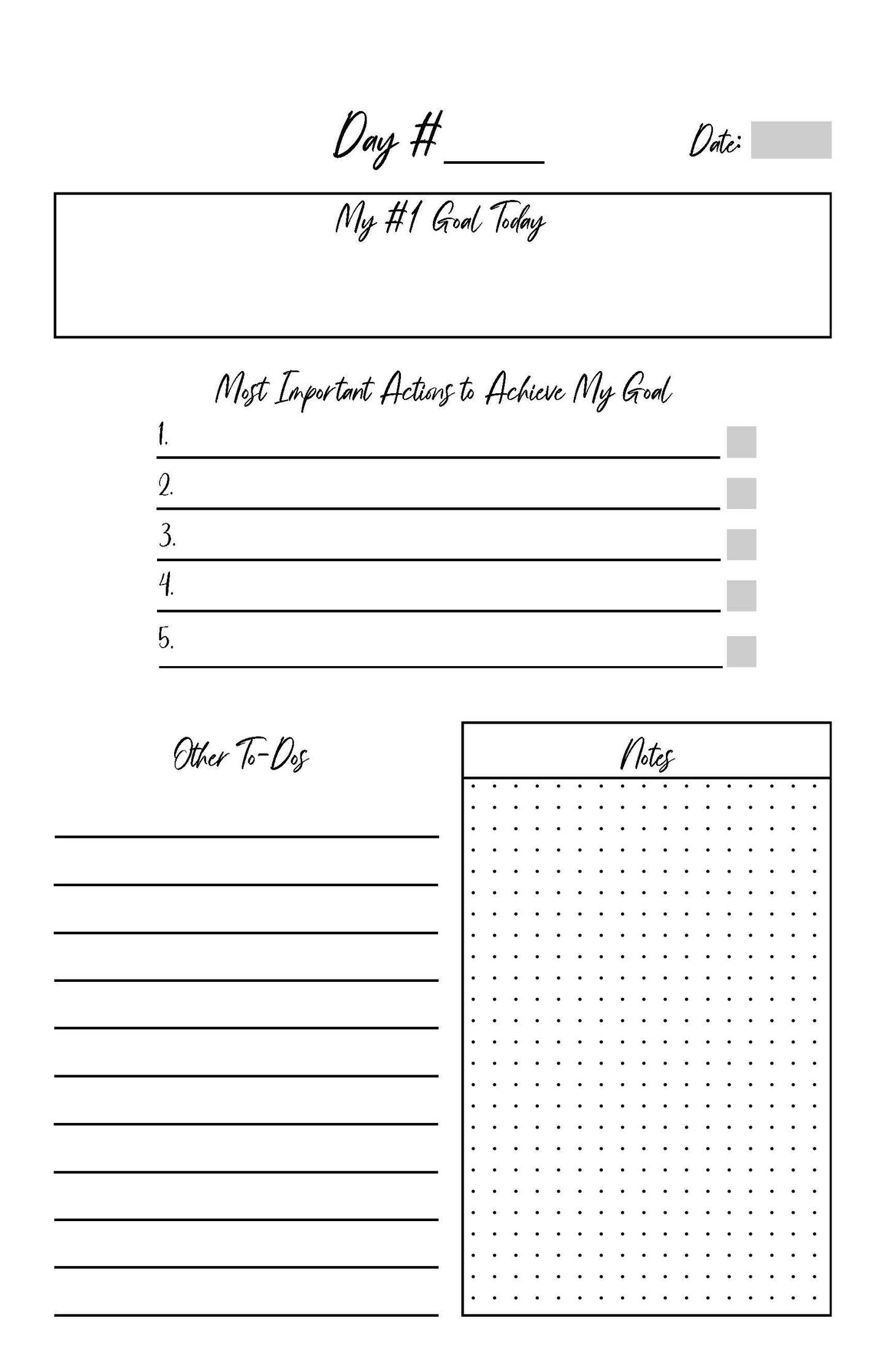 Printable 100 Day Goal Planner