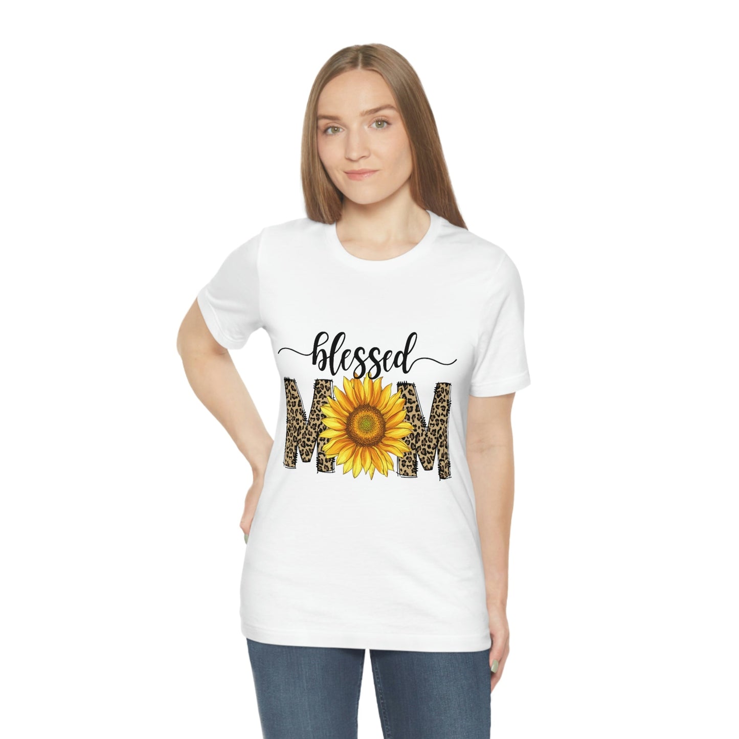 Blessed Mom Sunflower Jersey Short Sleeve Tee, Mother's Day gift, Mom gift, Mom Birthday, Mom t-shirt, Mother's Day shirt