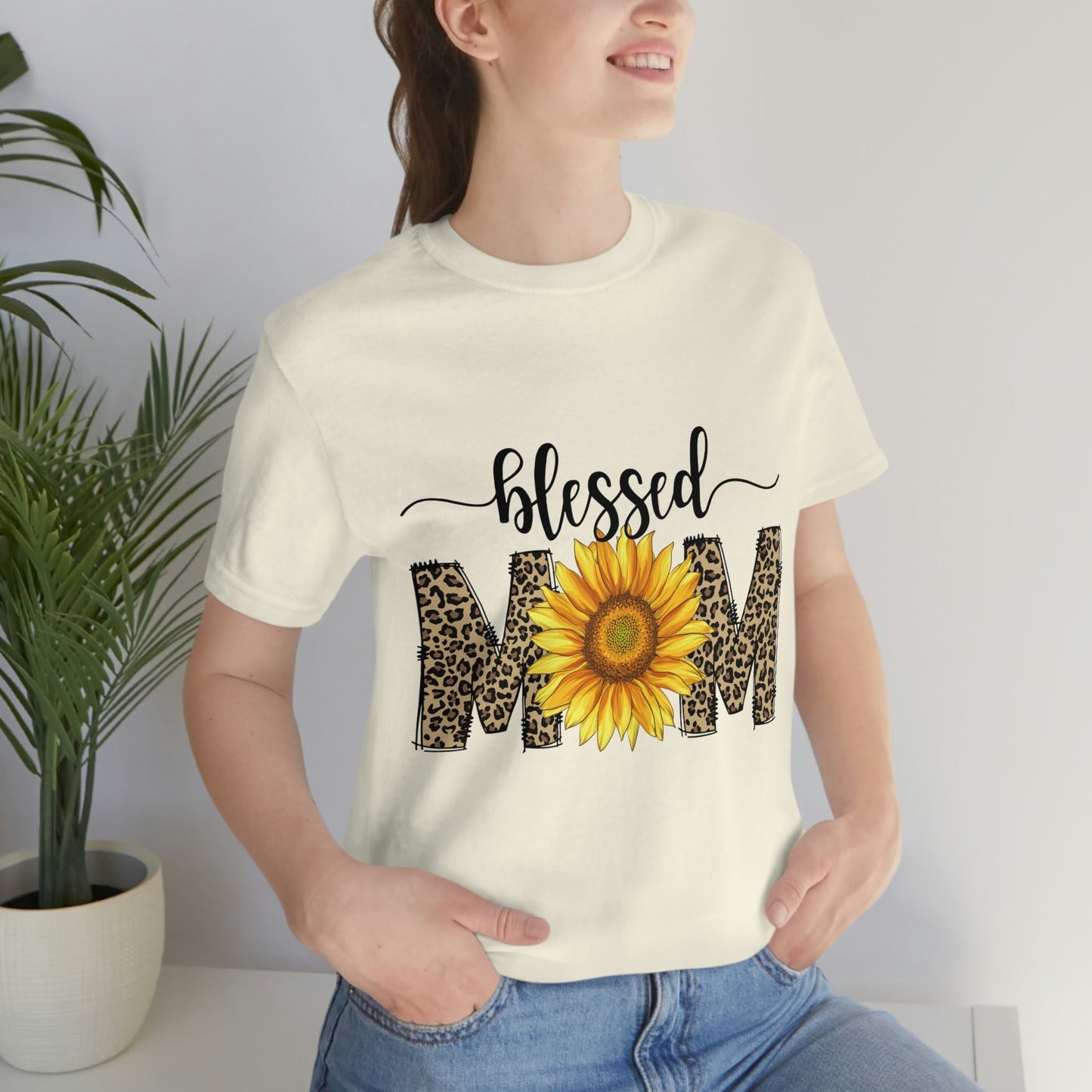 Blessed Mom Sunflower Jersey Short Sleeve Tee, Mother's Day gift, Mom gift, Mom Birthday, Mom t-shirt, Mother's Day shirt