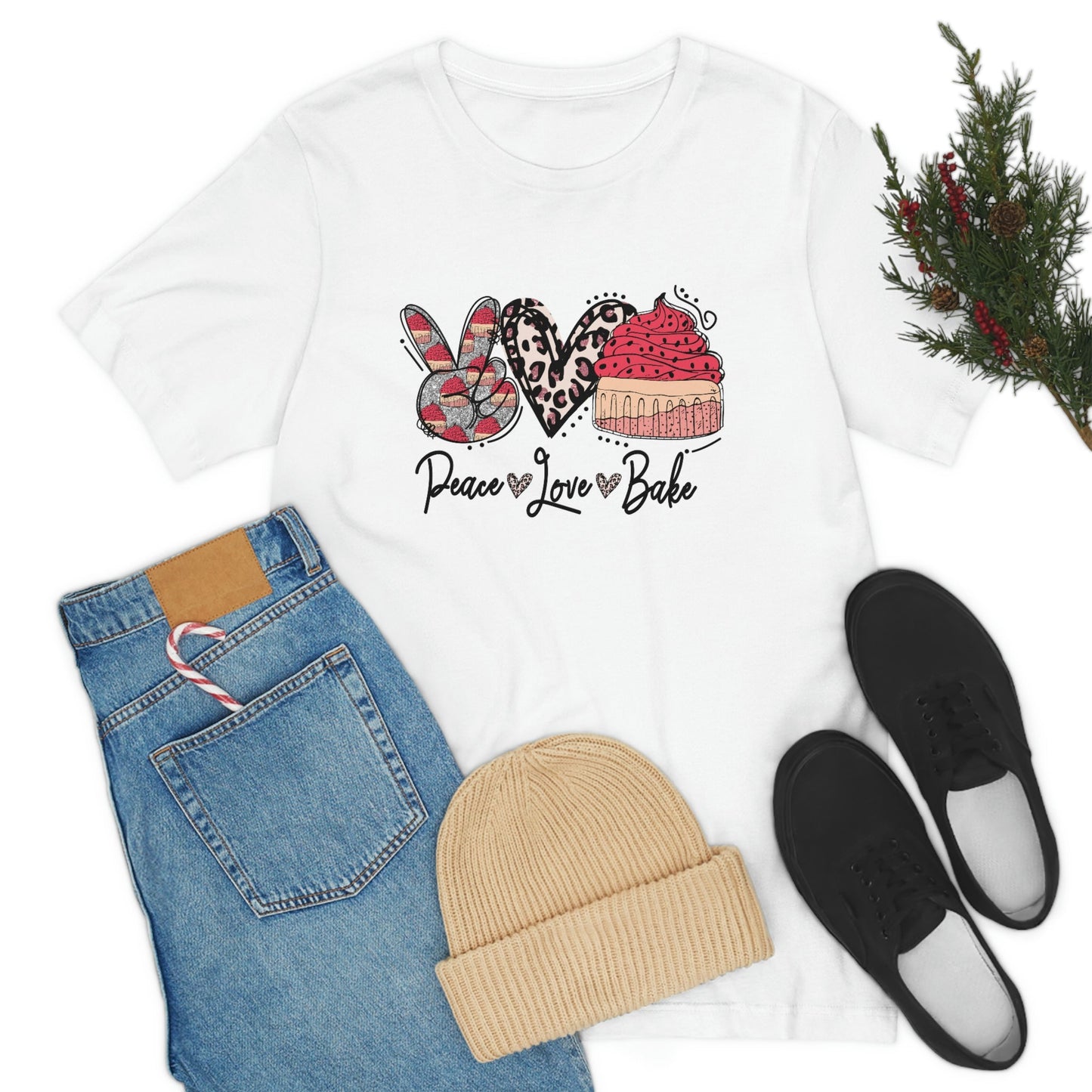 Peace Love and Bake Unisex Jersey Short Sleeve Tee