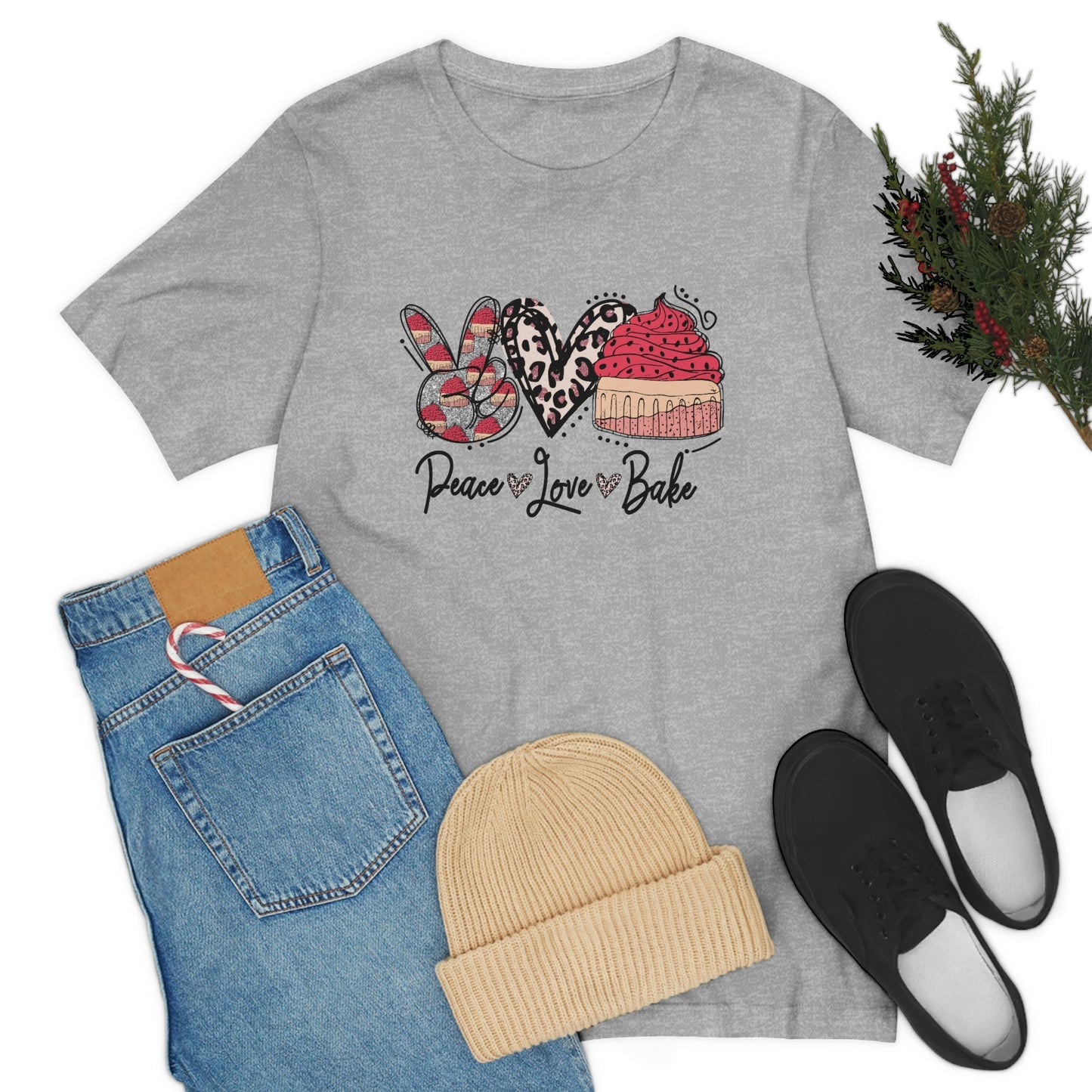 Peace Love and Bake Unisex Jersey Short Sleeve Tee