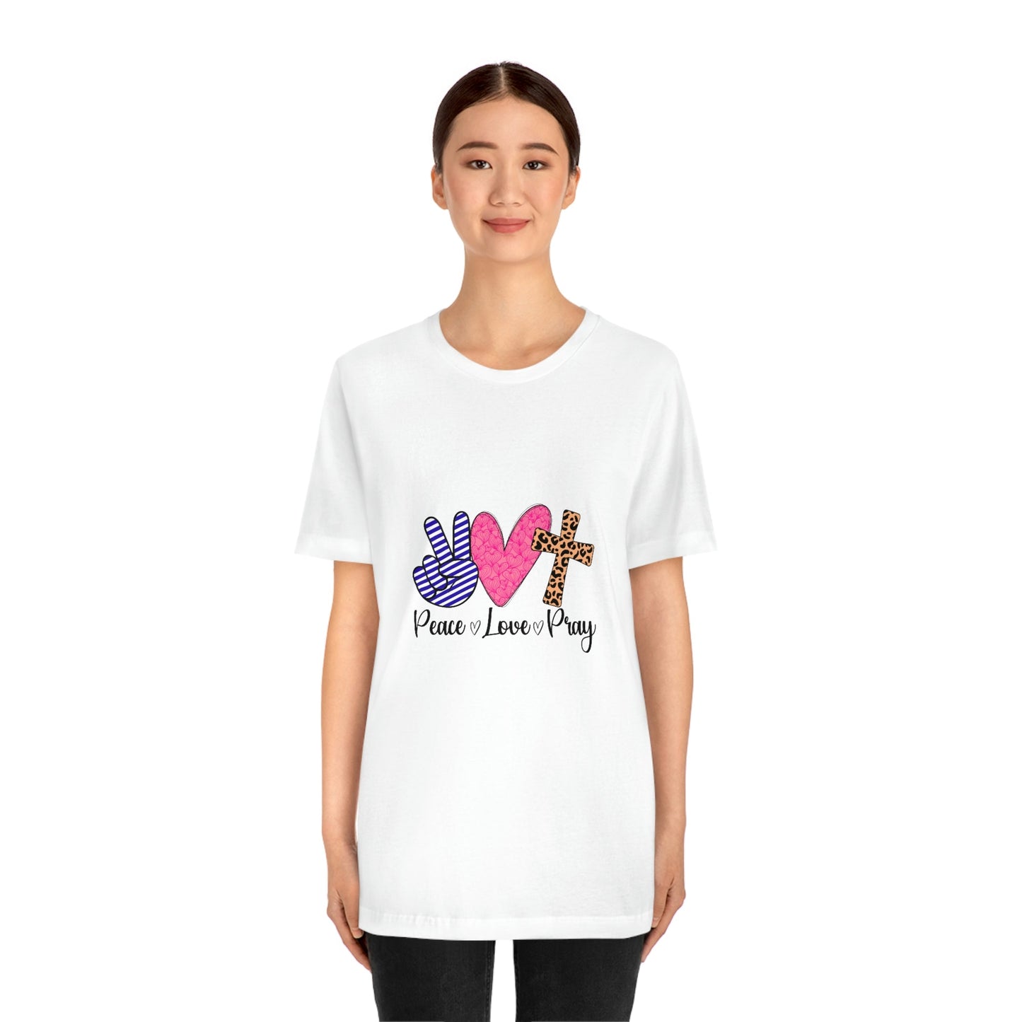 Peace Love and Pray Unisex Jersey Short Sleeve Tee