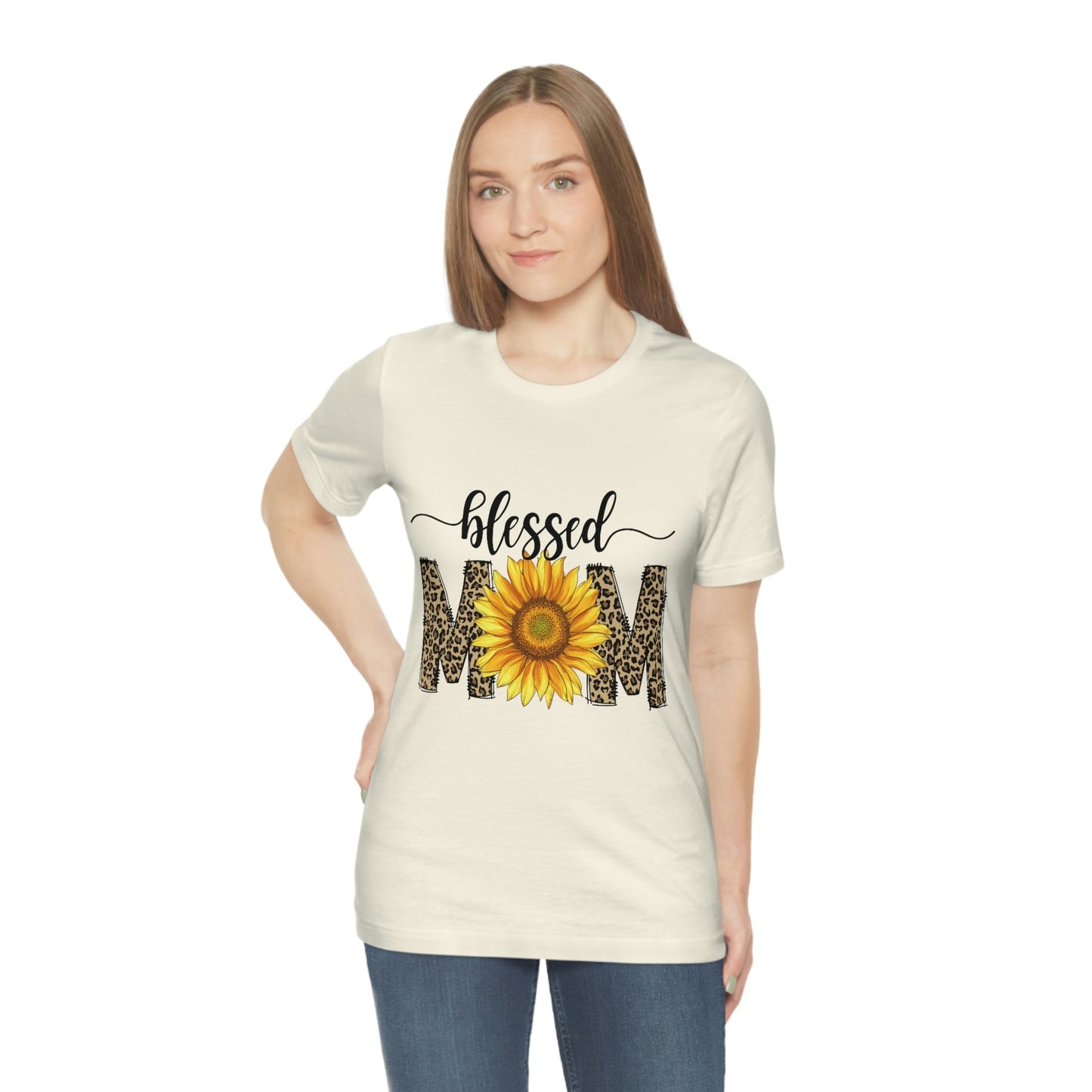 Blessed Mom Sunflower Jersey Short Sleeve Tee, Mother's Day gift, Mom gift, Mom Birthday, Mom t-shirt, Mother's Day shirt