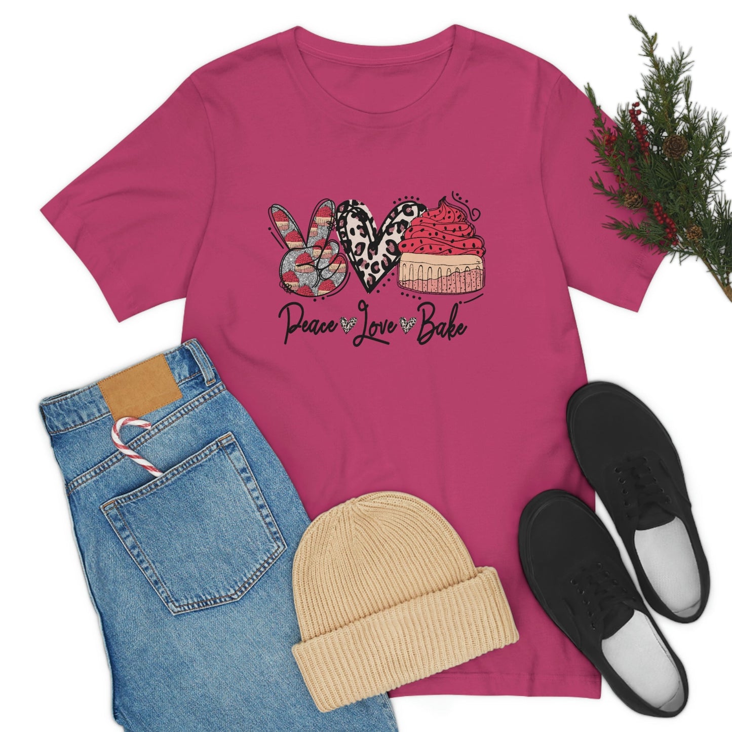 Peace Love and Bake Unisex Jersey Short Sleeve Tee