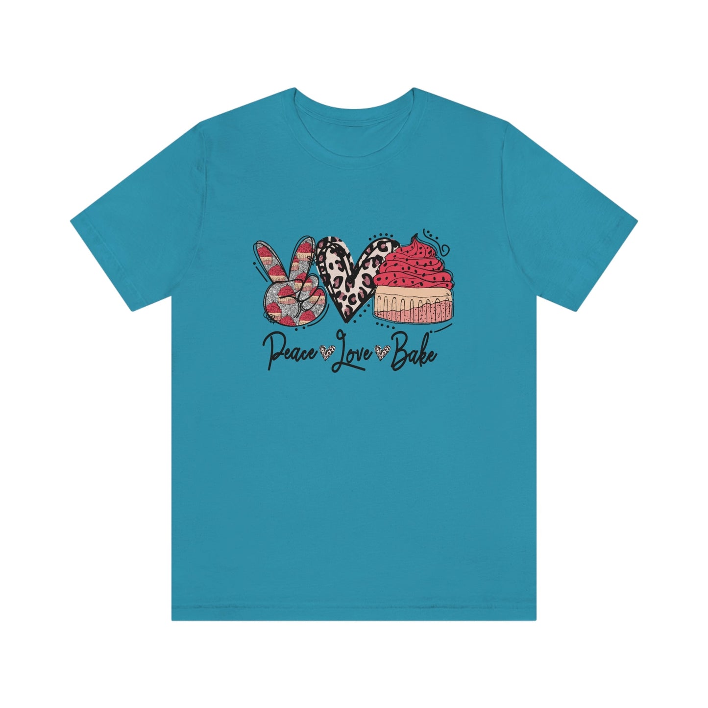 Peace Love and Bake Unisex Jersey Short Sleeve Tee