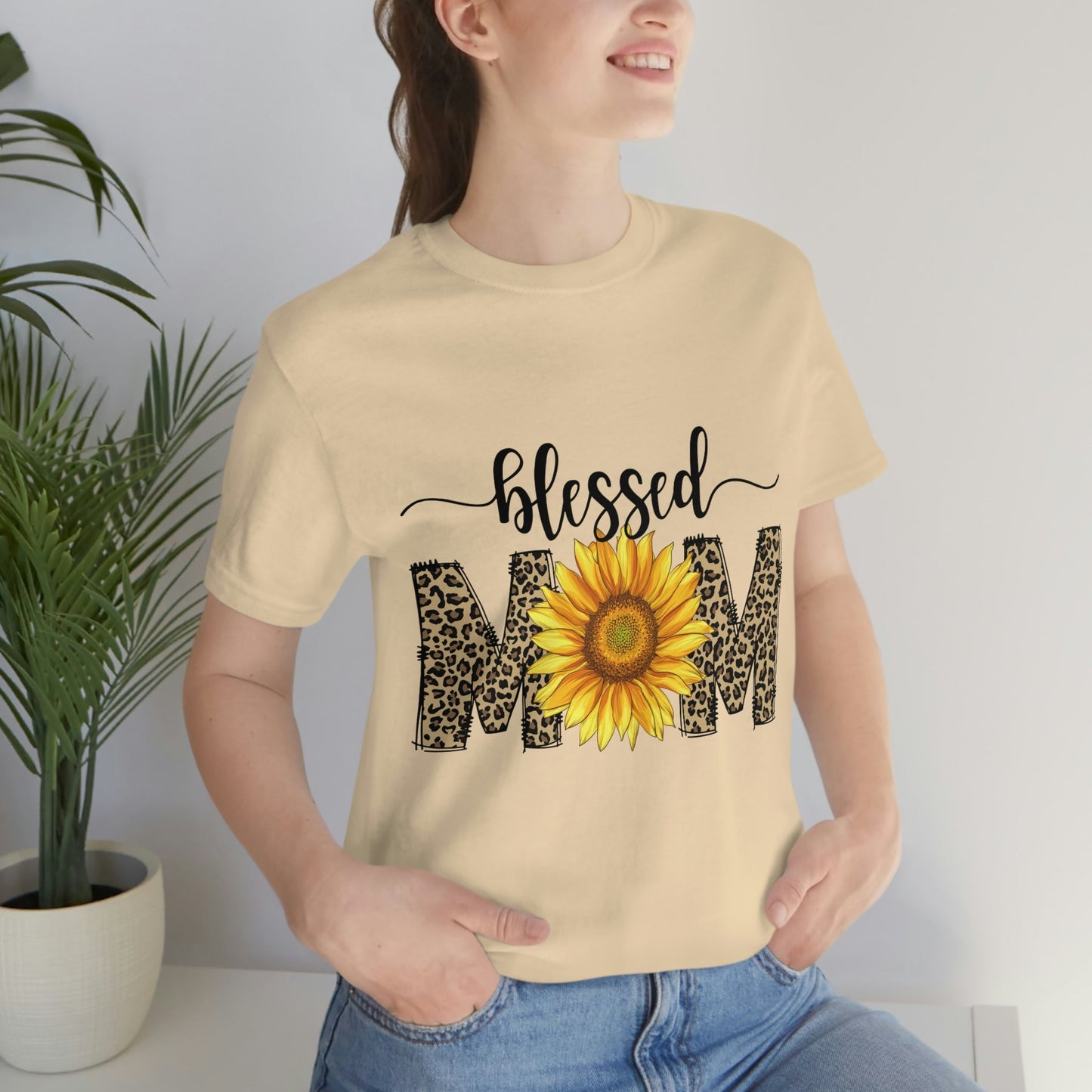 Blessed Mom Sunflower Jersey Short Sleeve Tee, Mother's Day gift, Mom gift, Mom Birthday, Mom t-shirt, Mother's Day shirt