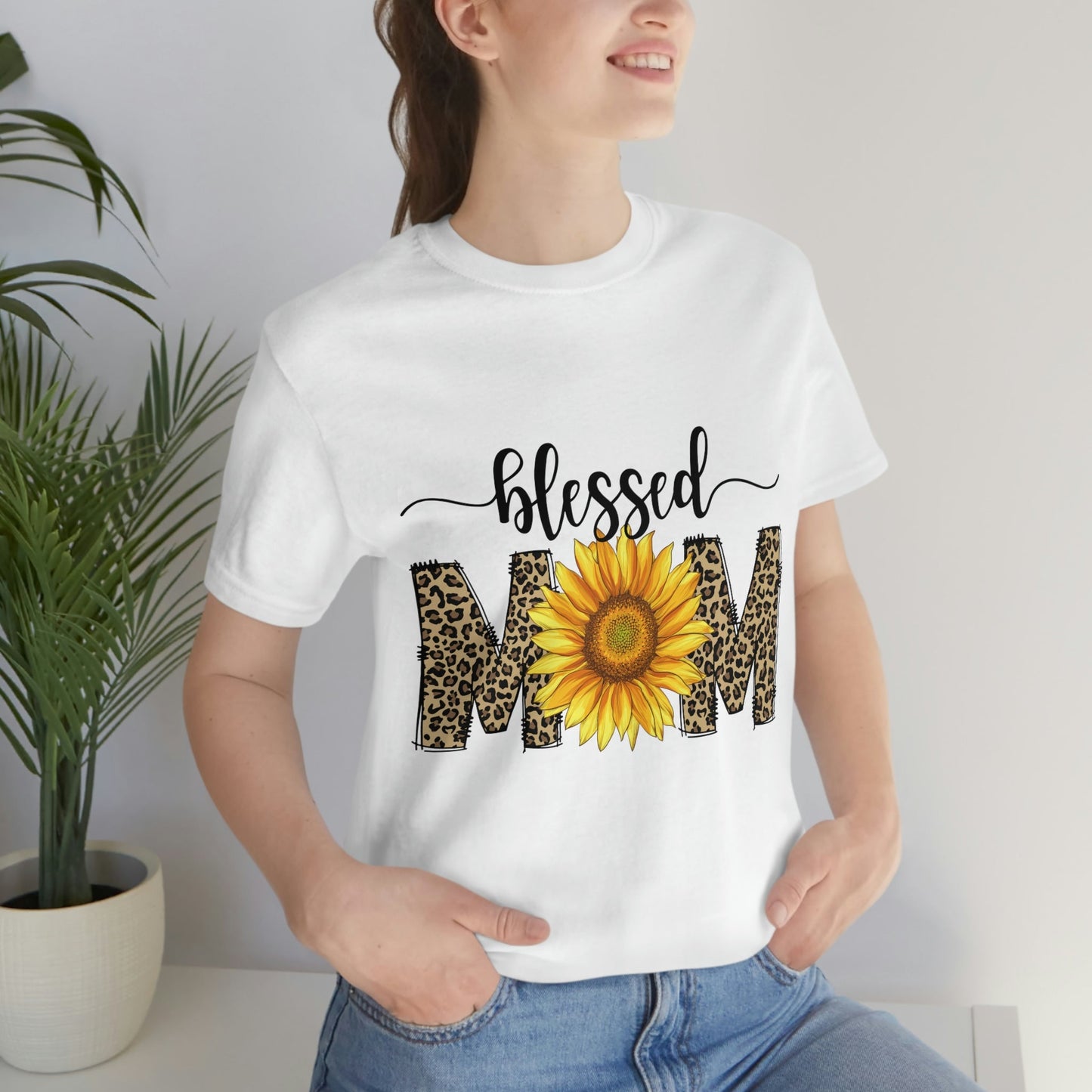 Blessed Mom Sunflower Jersey Short Sleeve Tee, Mother's Day gift, Mom gift, Mom Birthday, Mom t-shirt, Mother's Day shirt