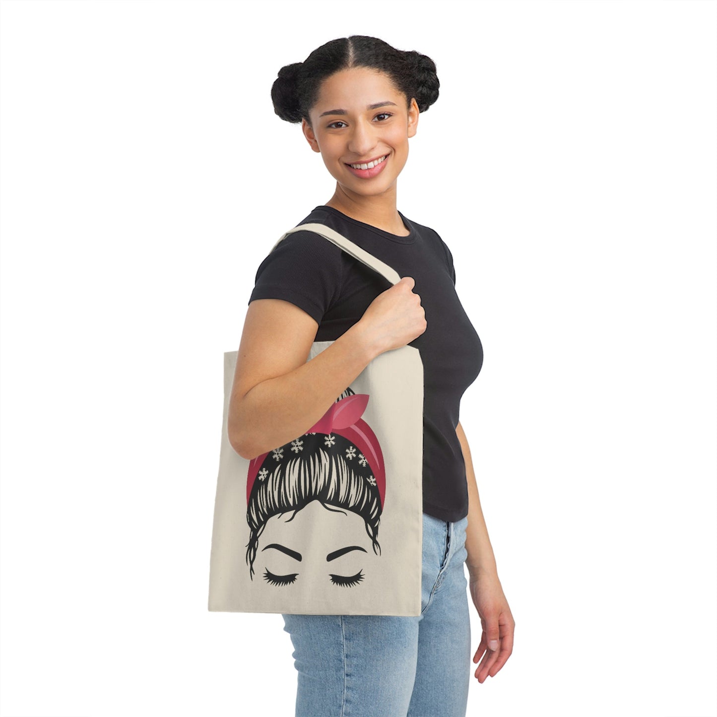 Glam Grammy Messy Bun Canvas Tote Bag