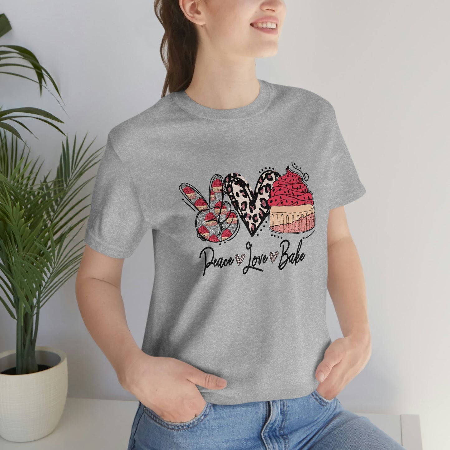 Peace Love and Bake Unisex Jersey Short Sleeve Tee