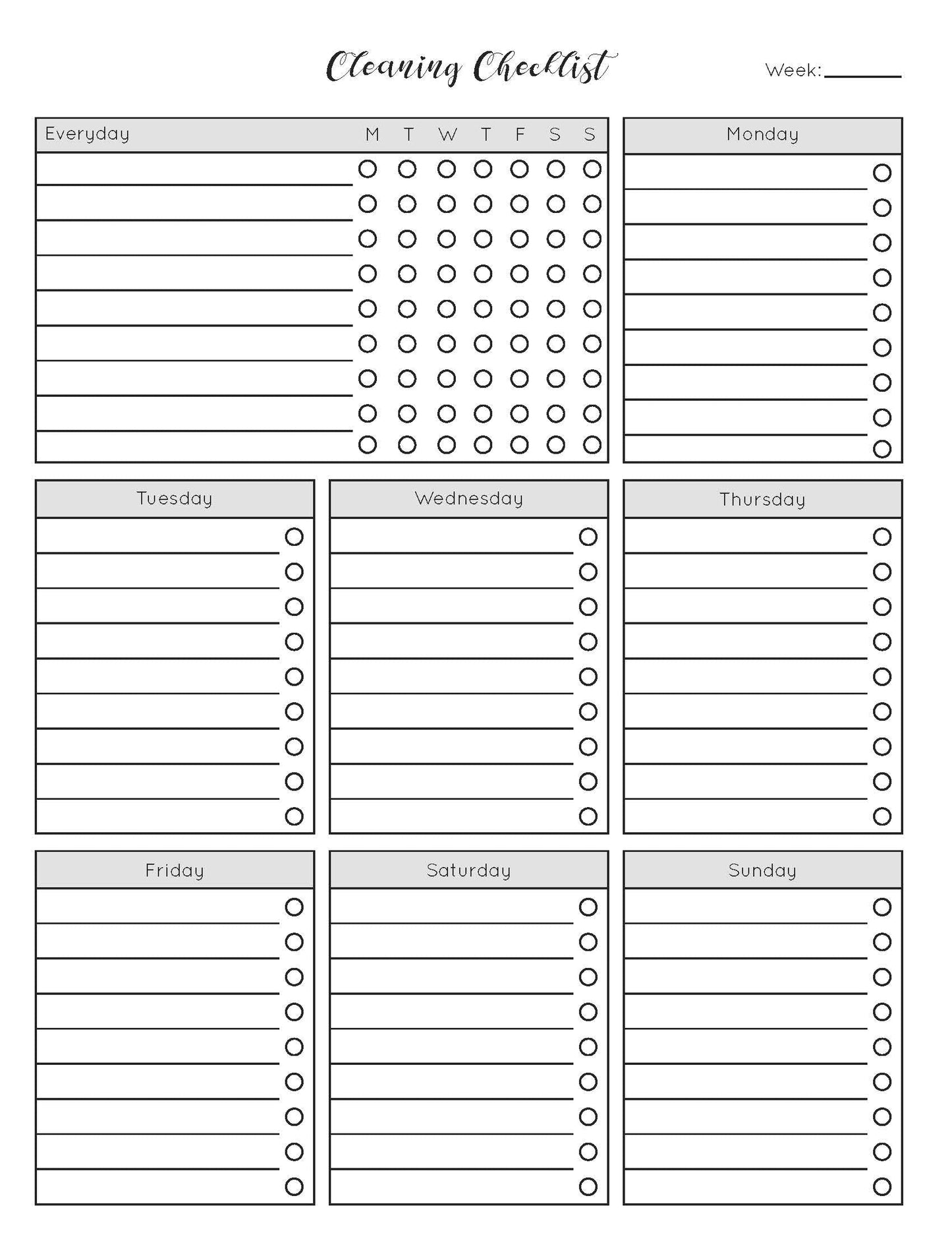 Printable Cleaning Journal - Daily