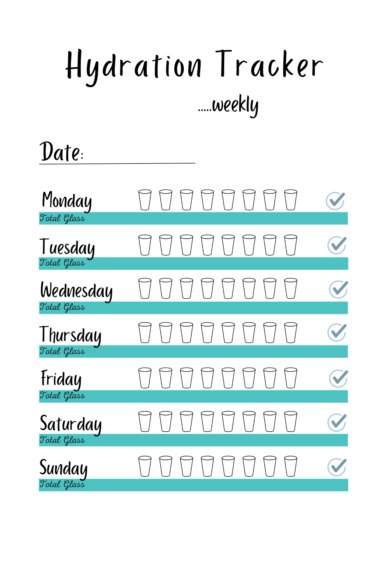 Hydration Tracker Printable