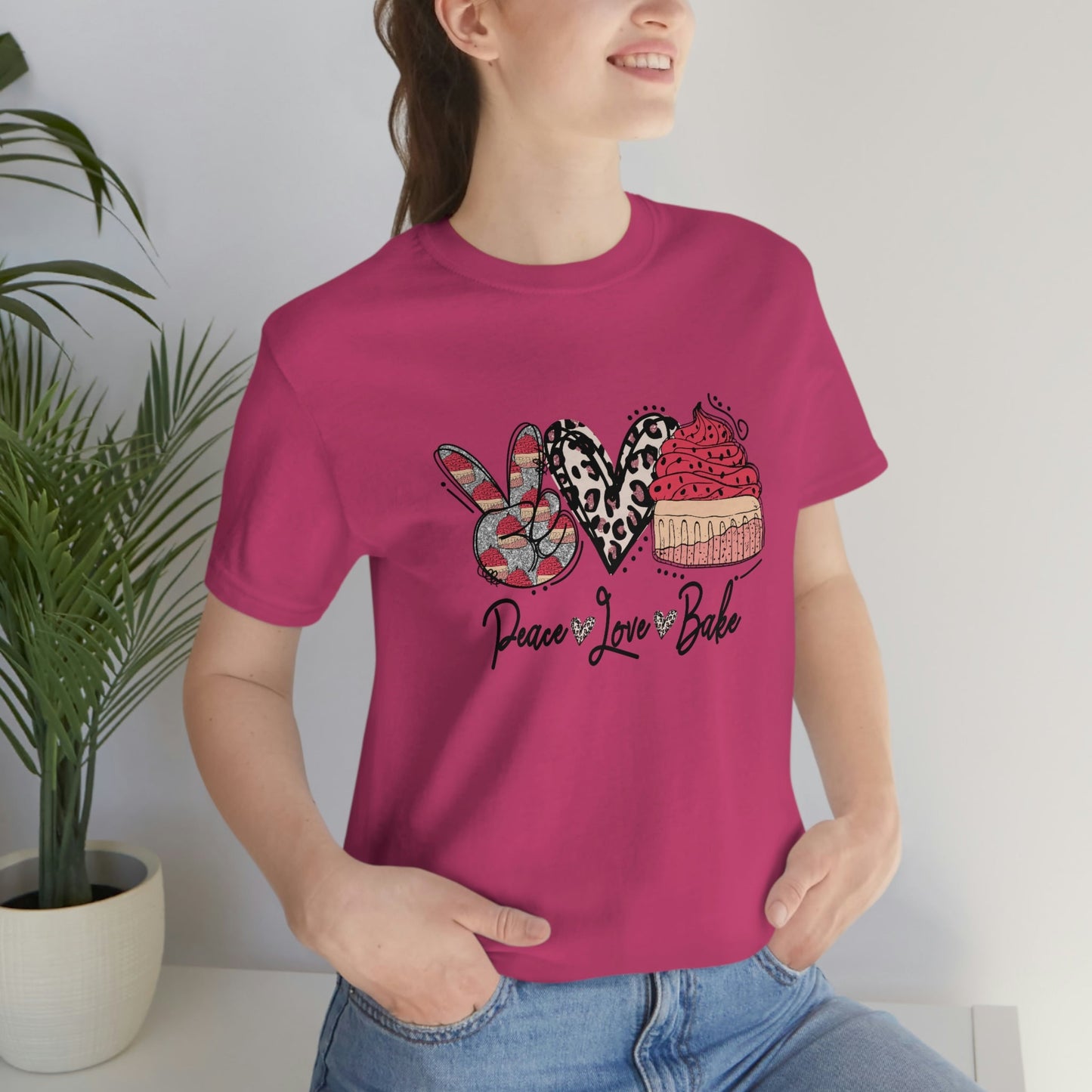 Peace Love and Bake Unisex Jersey Short Sleeve Tee