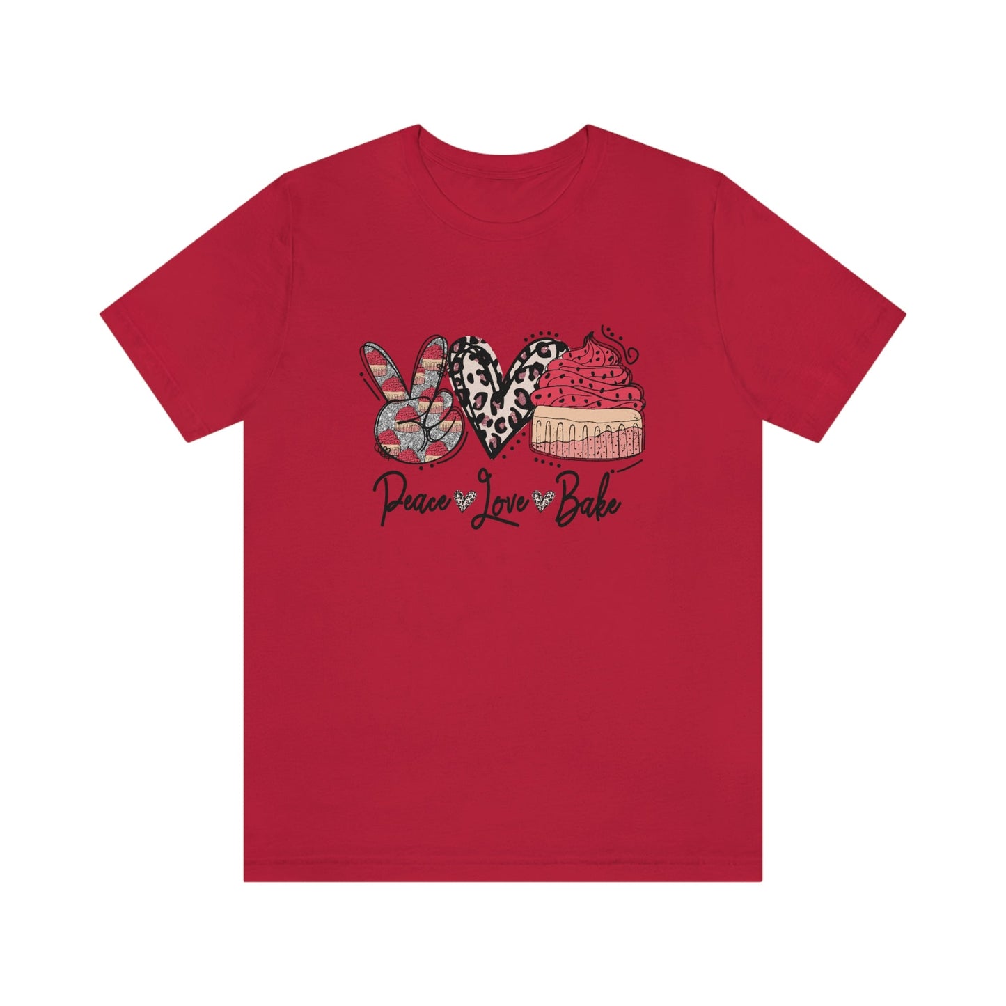 Peace Love and Bake Unisex Jersey Short Sleeve Tee