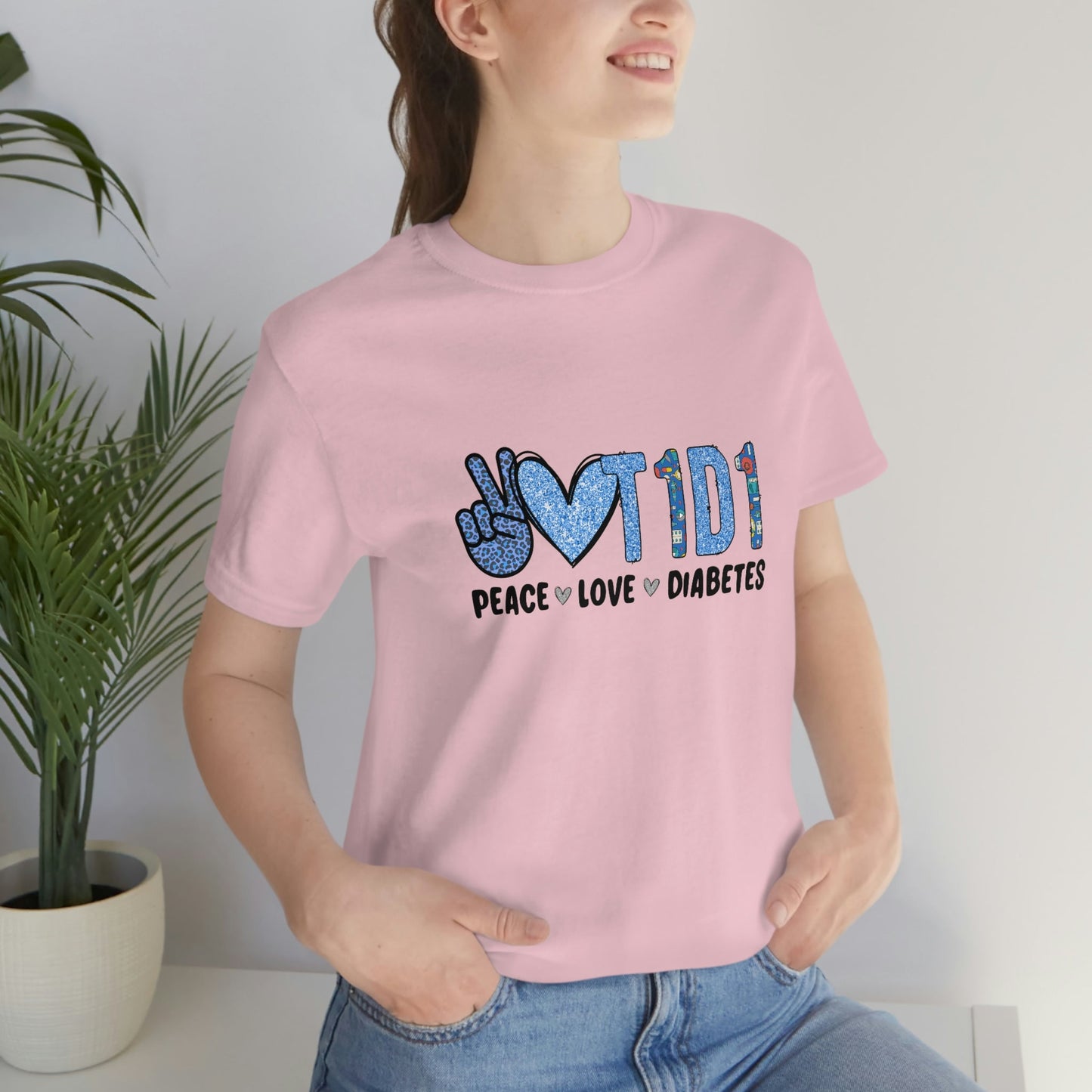 Peace Love and Type 1 Diabetes Unisex Jersey Short Sleeve Tee