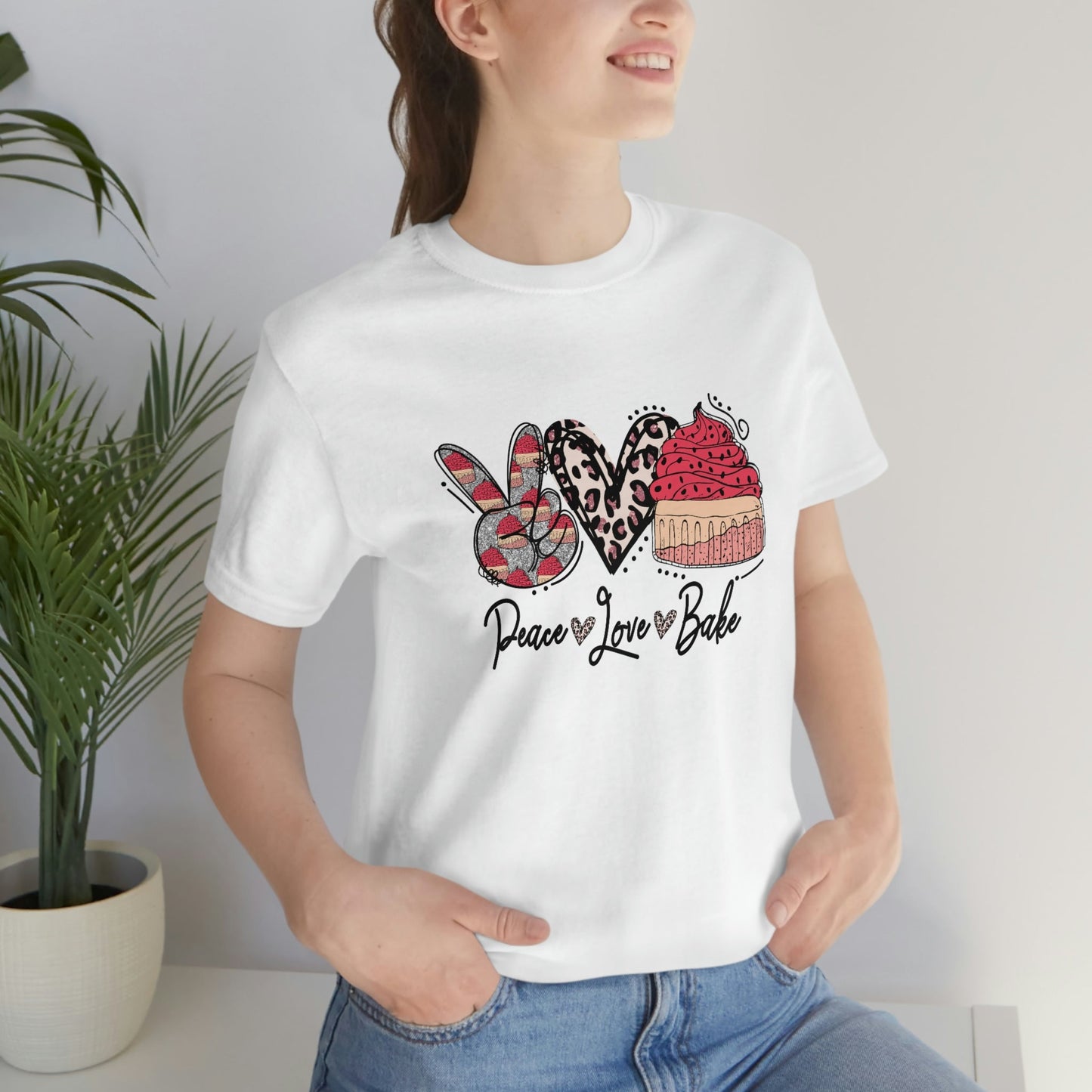Peace Love and Bake Unisex Jersey Short Sleeve Tee