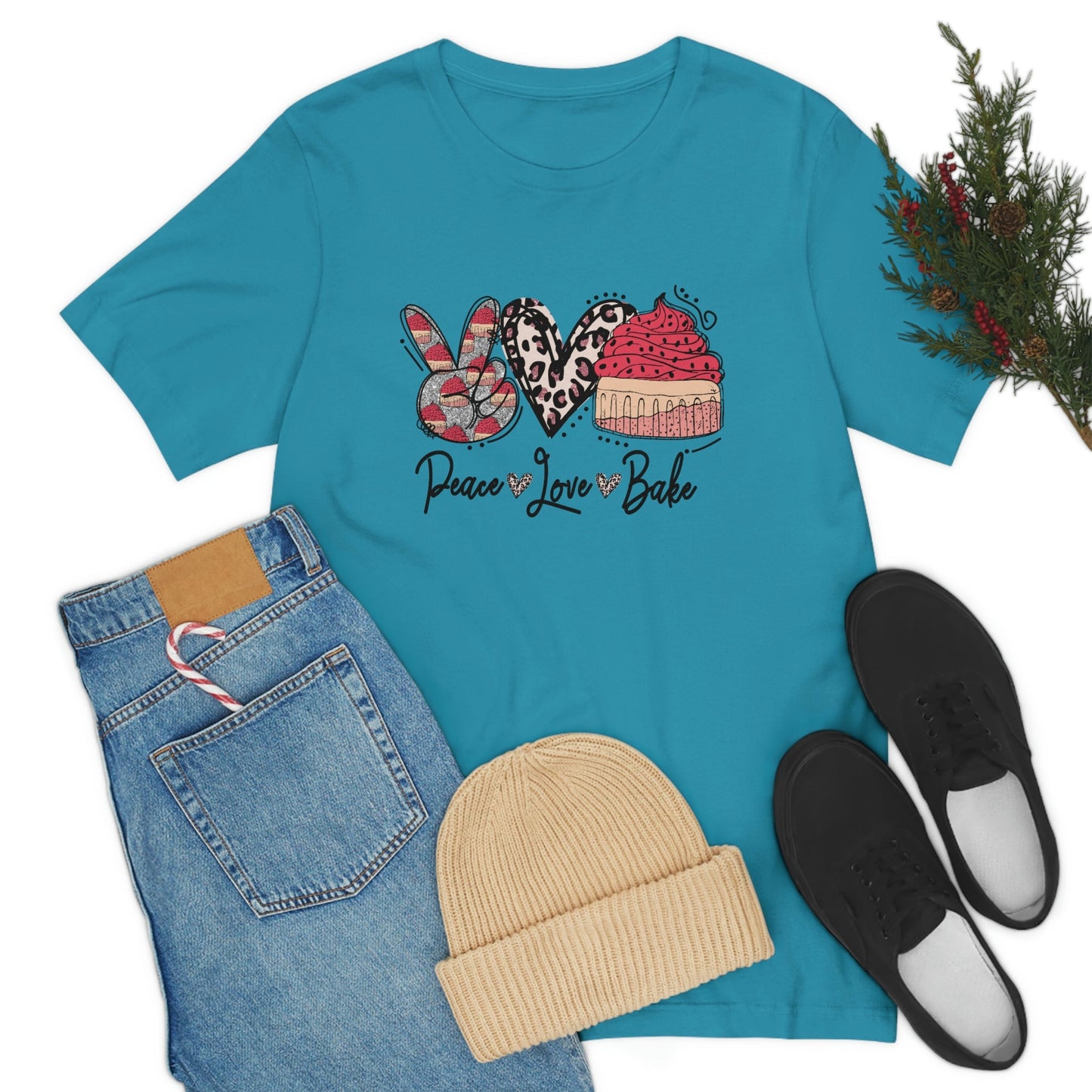 Peace Love and Bake Unisex Jersey Short Sleeve Tee
