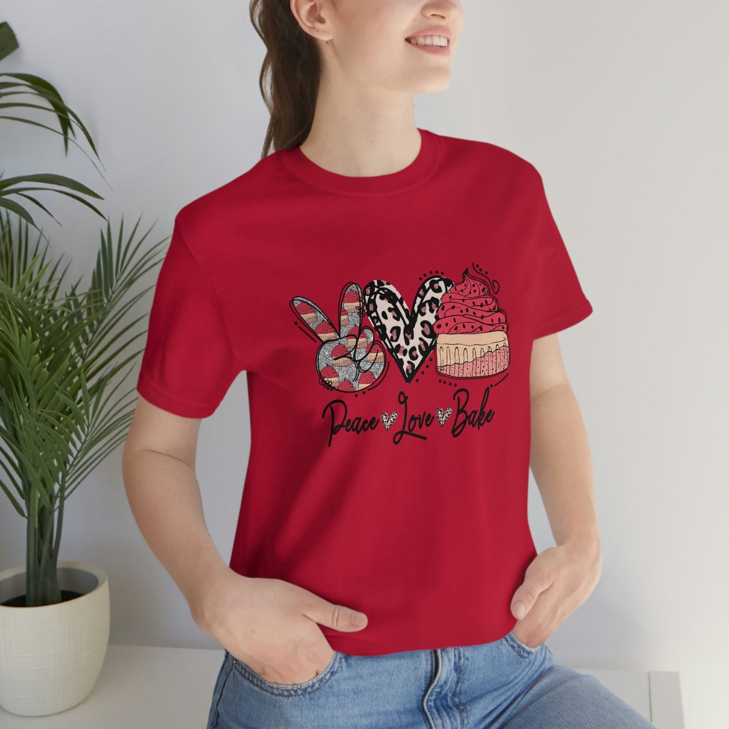 Peace Love and Bake Unisex Jersey Short Sleeve Tee