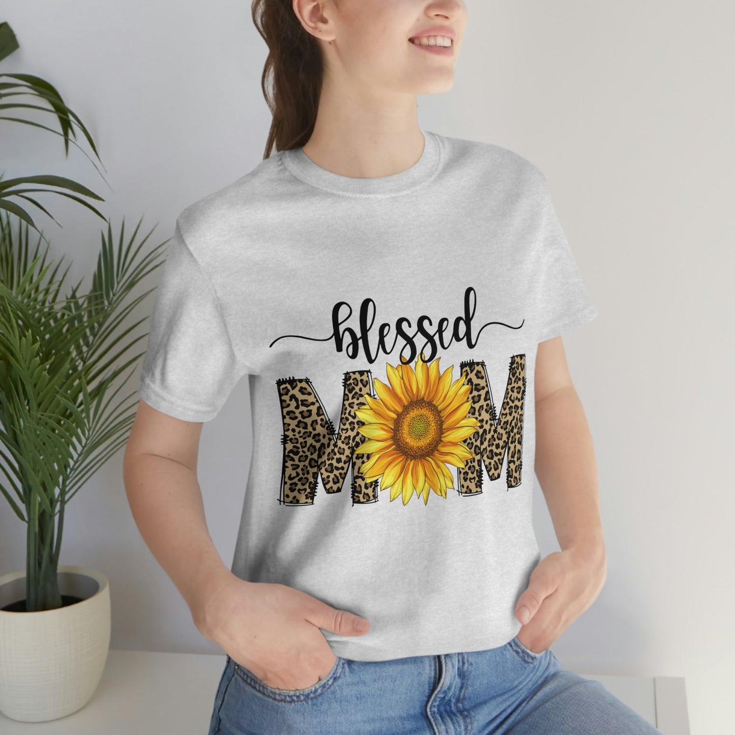 Blessed Mom Sunflower Jersey Short Sleeve Tee, Mother's Day gift, Mom gift, Mom Birthday, Mom t-shirt, Mother's Day shirt