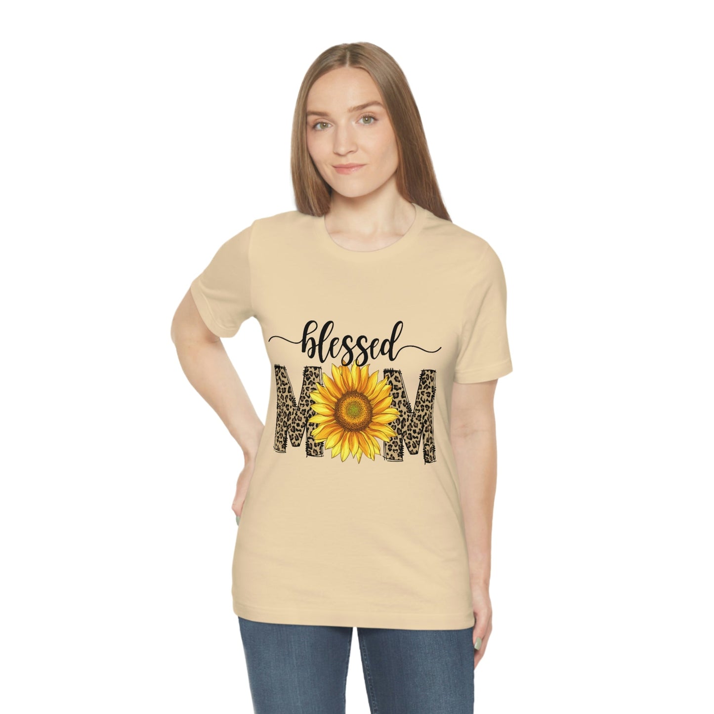 Blessed Mom Sunflower Jersey Short Sleeve Tee, Mother's Day gift, Mom gift, Mom Birthday, Mom t-shirt, Mother's Day shirt